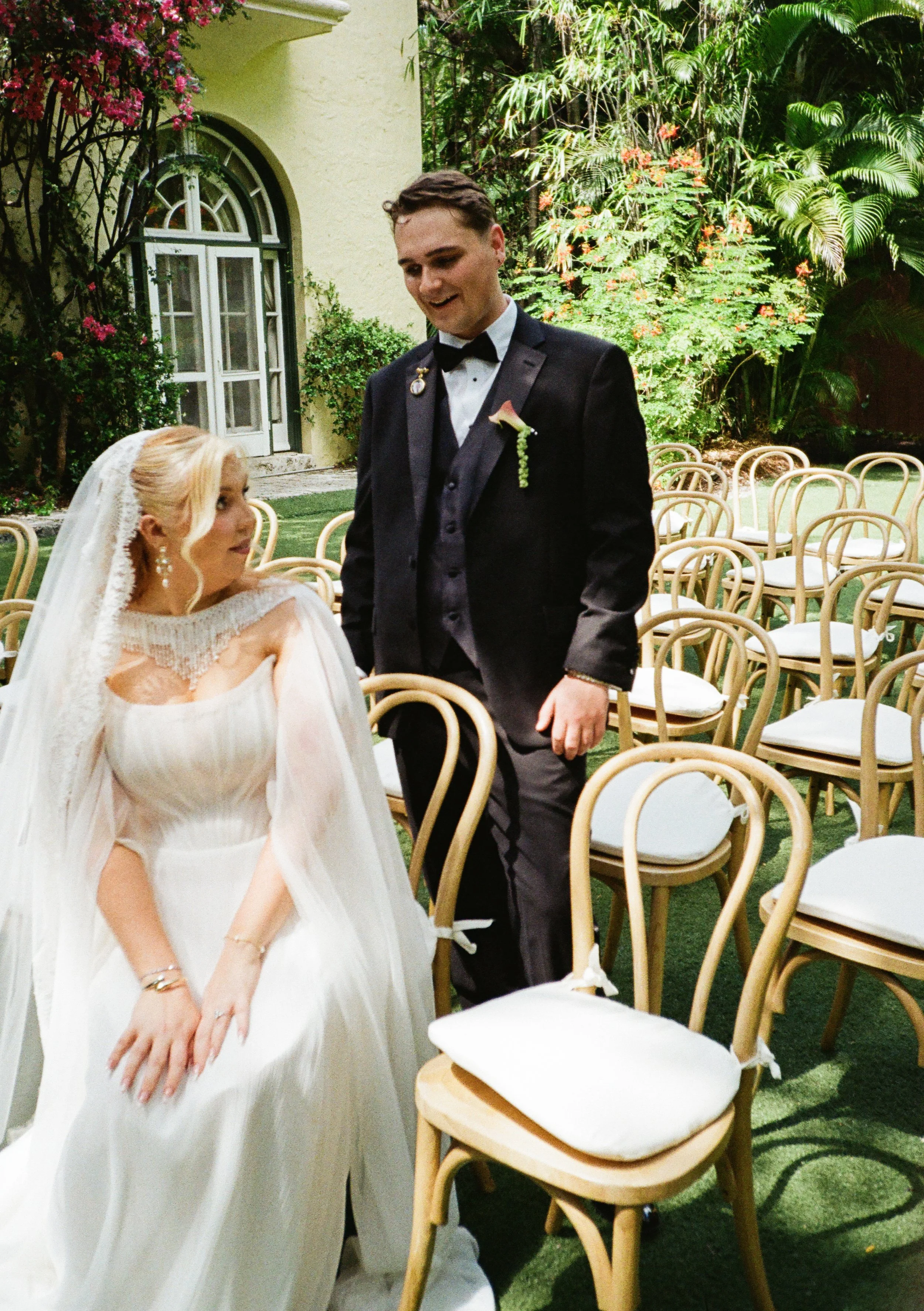 Bride and Groom getting married at Villa Woodbine in Coconut Grove, Miami