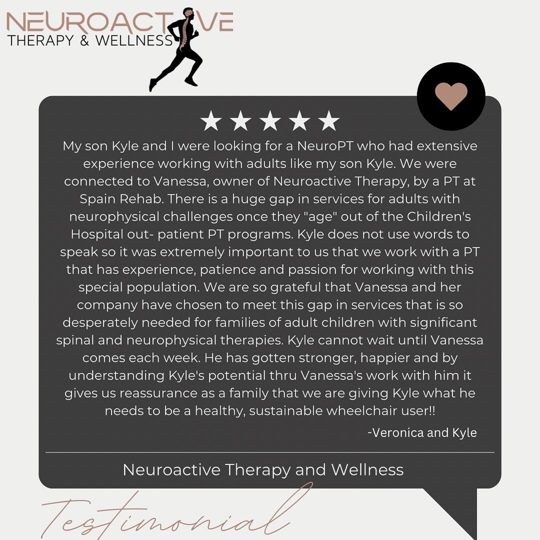 🌟Testimonial Tuesday🌟

I&rsquo;m so grateful to get to work with amazing people like Kyle and meet his and his family&rsquo;s needs. 

My mission is to fill gaps in traditional care by offering therapy and wellness services for the neurological com
