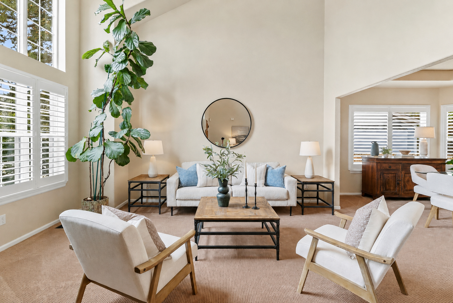 Modern minimalist living room with greenery.png