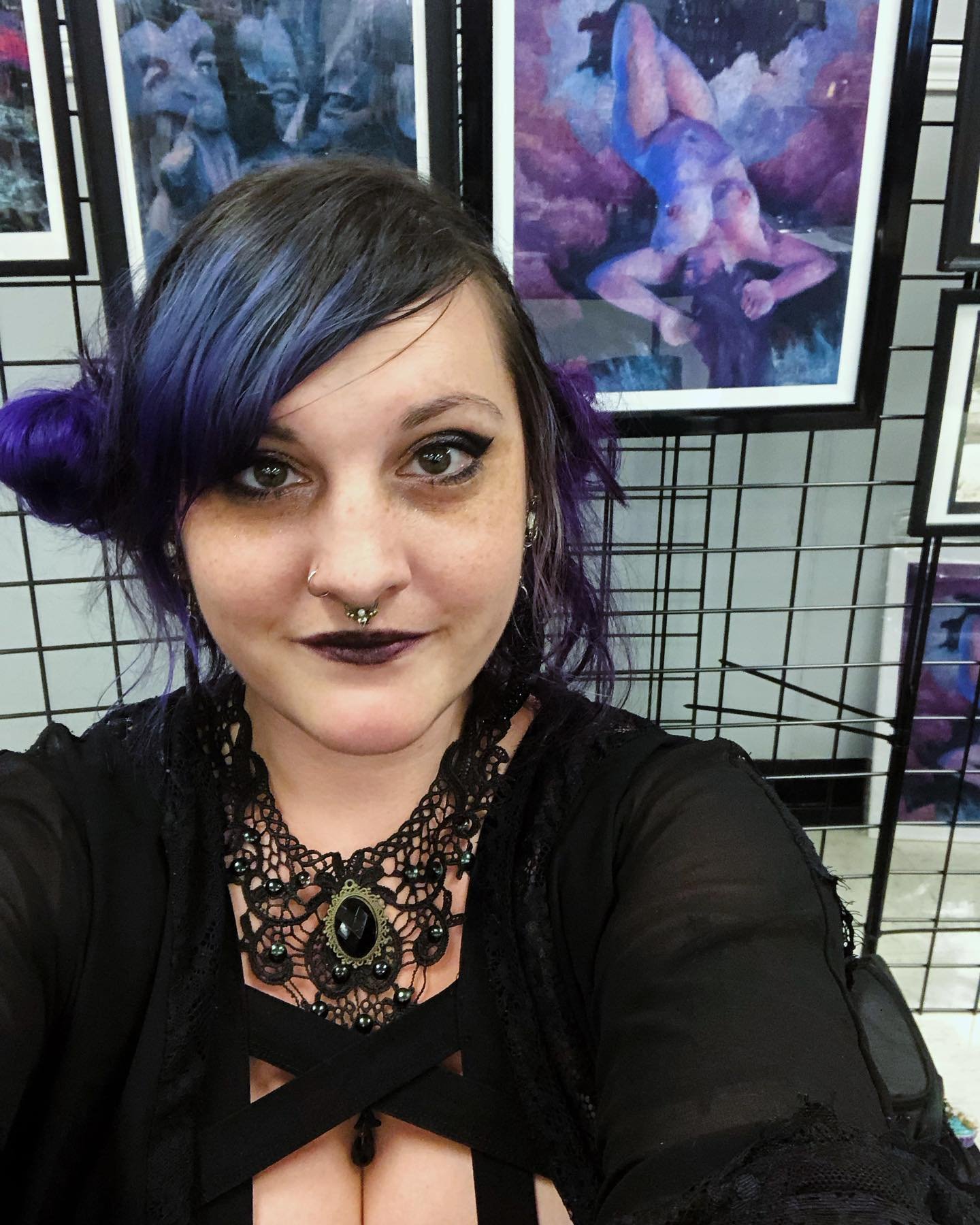 At the #southeastpunkfleamarket in #Charleston right now! Selling my witchy and medicinal wares while my incredible artist fiancé @james.kellis.xoxo / @james.kellis.art sells his beautiful artwork. Peep that print in the back, that’s tit