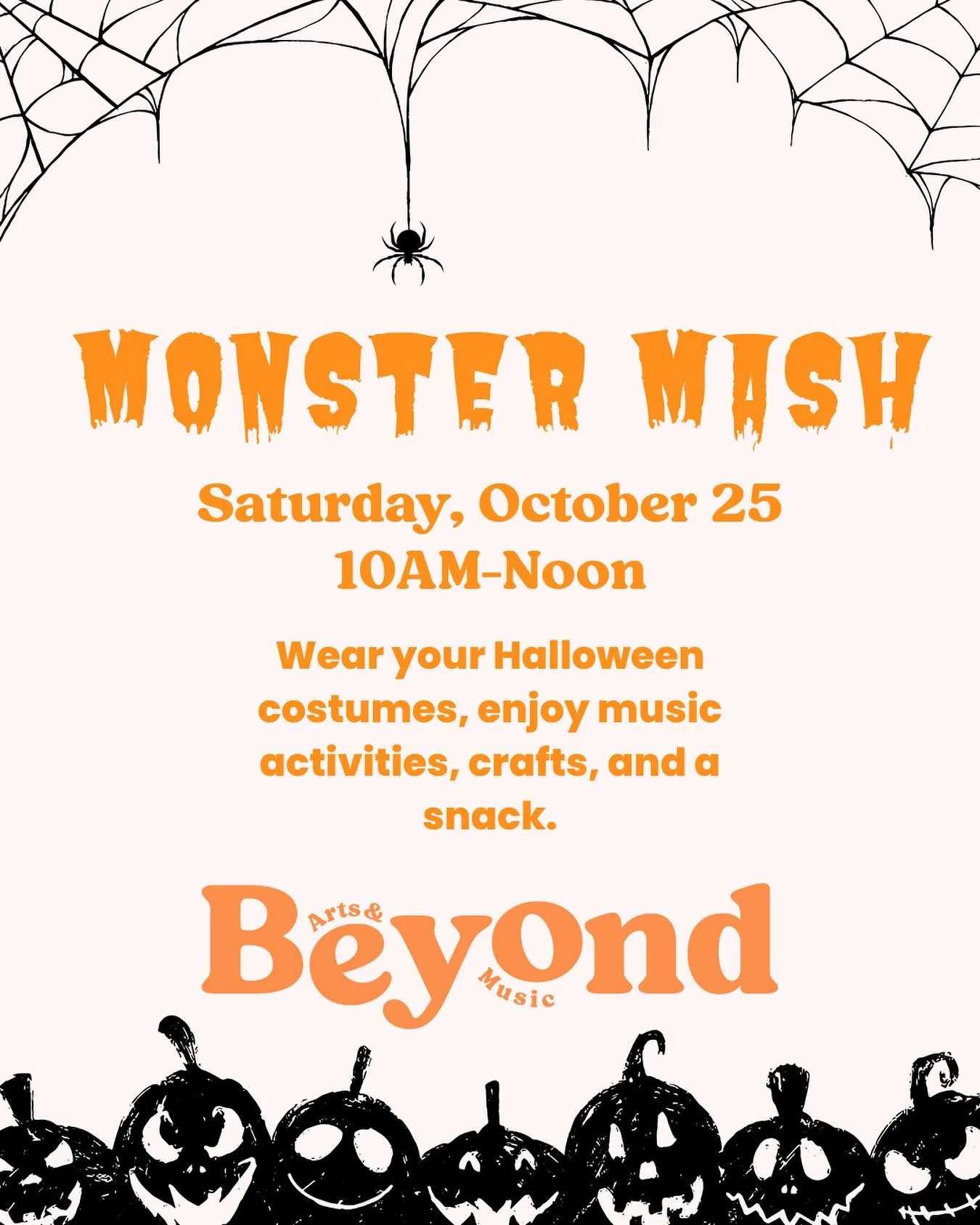 Join us for our BAM Halloween party- Monster Mash!  October 25 from 10 AM-noon. Wear your costumes, enjoy music activities, a craft, and a snack!  We hope to see you there!  https://register.mykpro.com/kids-music-classes/class-details/CC8147