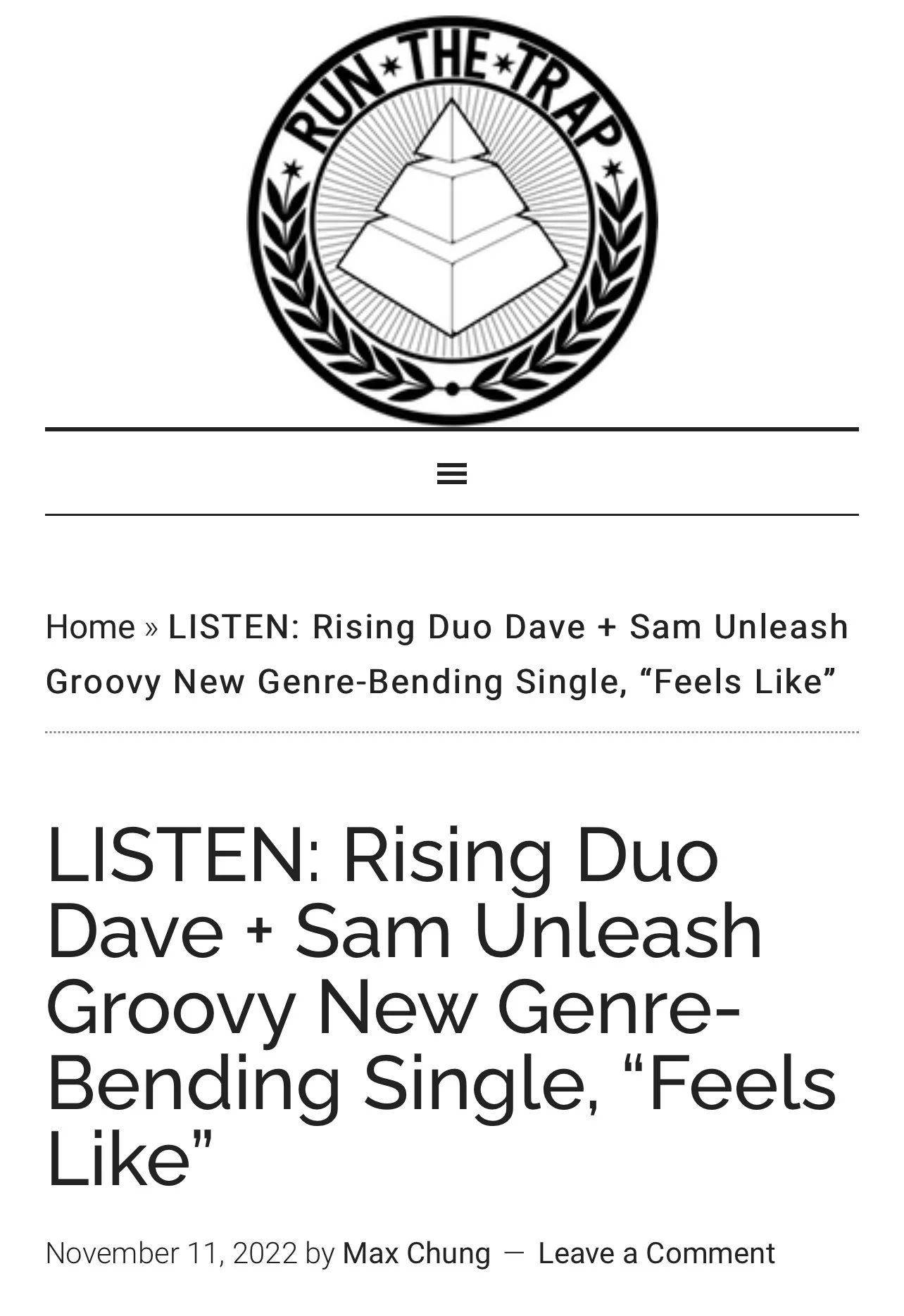 Run The Trap, Premier: Dave + Sam Genre-Bending Single “Feel Like”