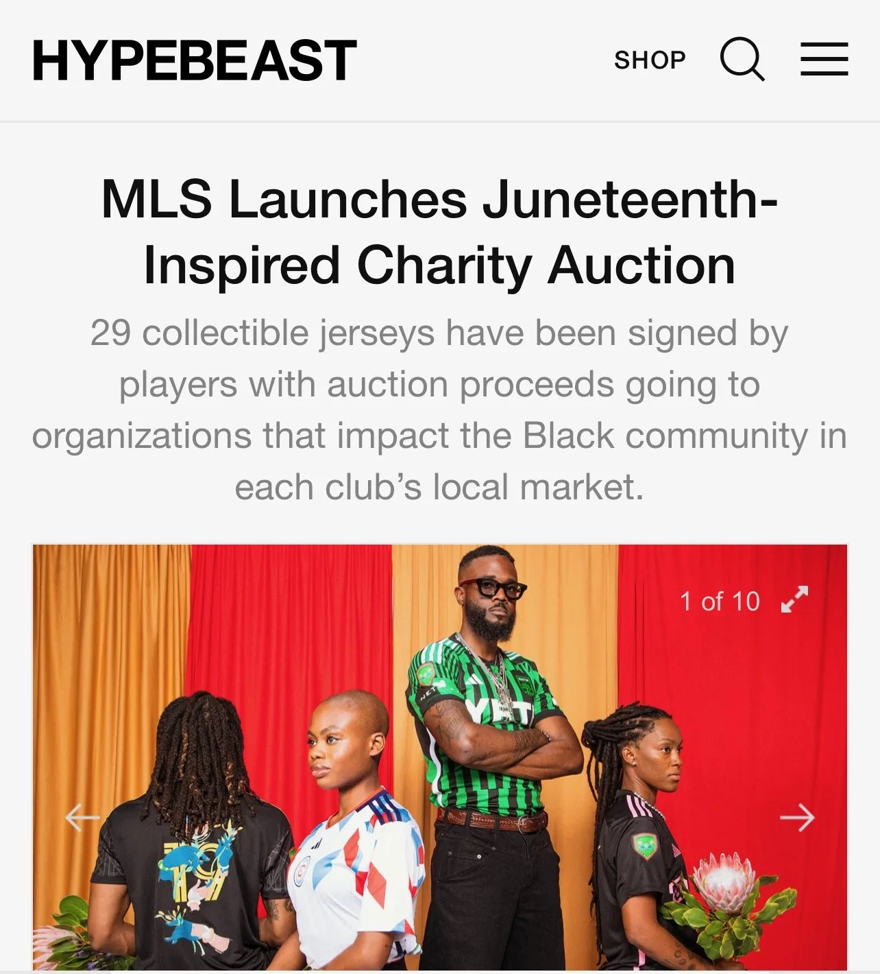 Hypebeast:Gianni Lee Major League Soccer  Launches Juneteenth-Inspired Charity Auction