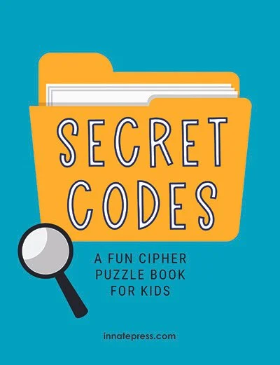 Cover for book that says Secret Codes with a folder and magnifying glass