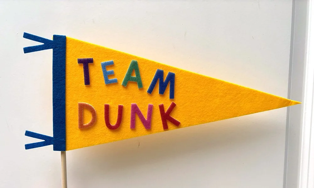 felt pennant on a stick