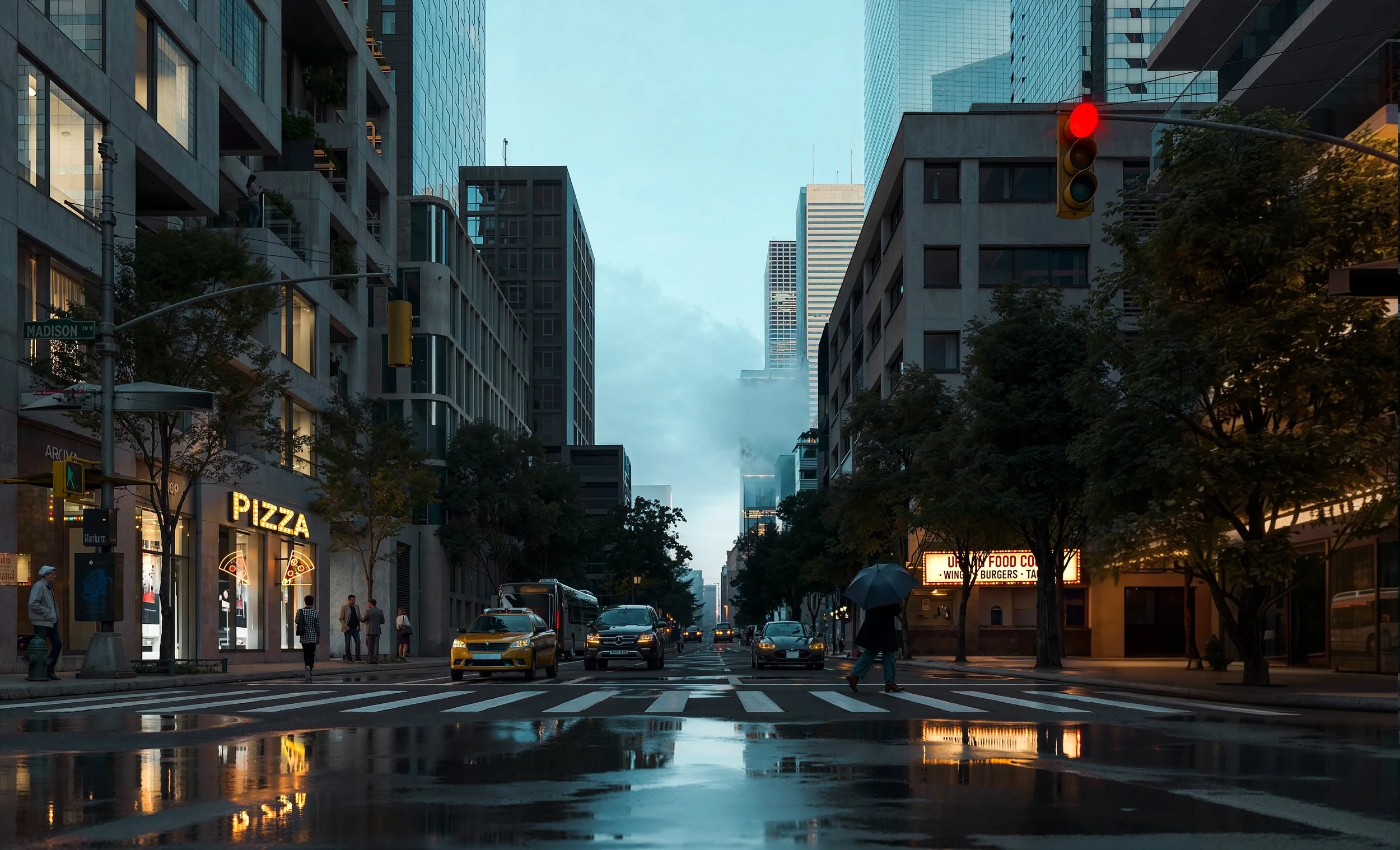 In the city