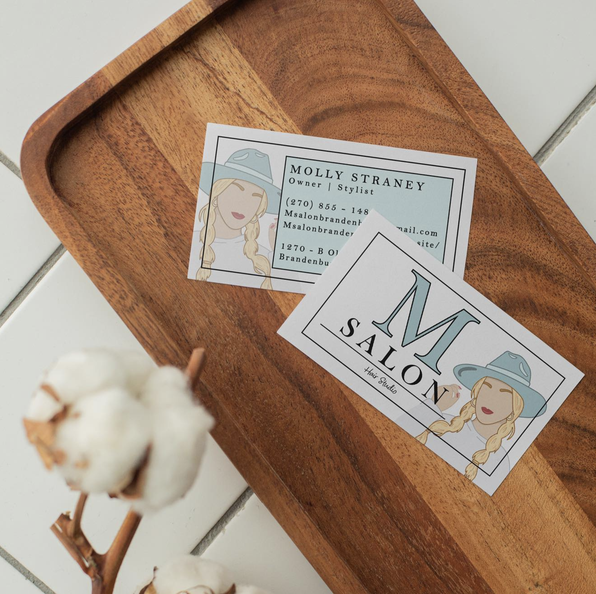 M Salon Business Card Design Mock Up