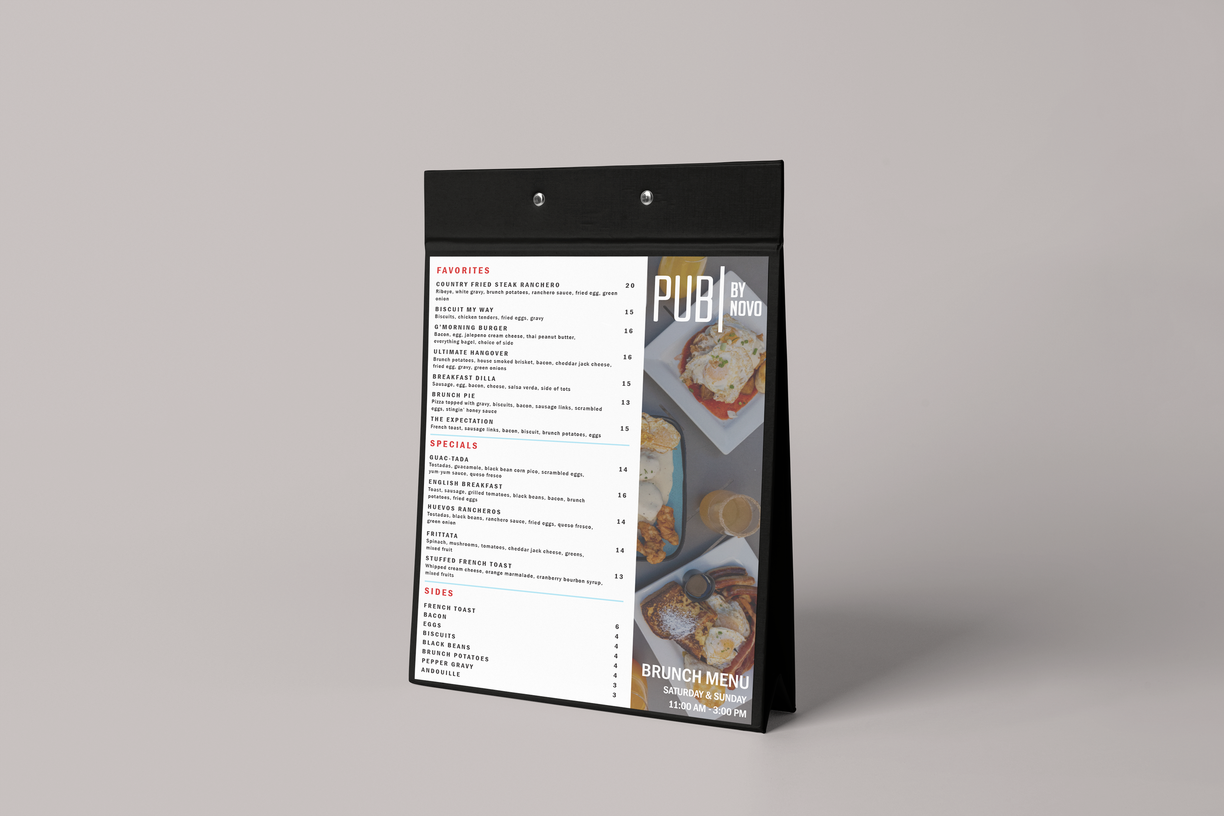 Pub by Novo Brunch Menu Design