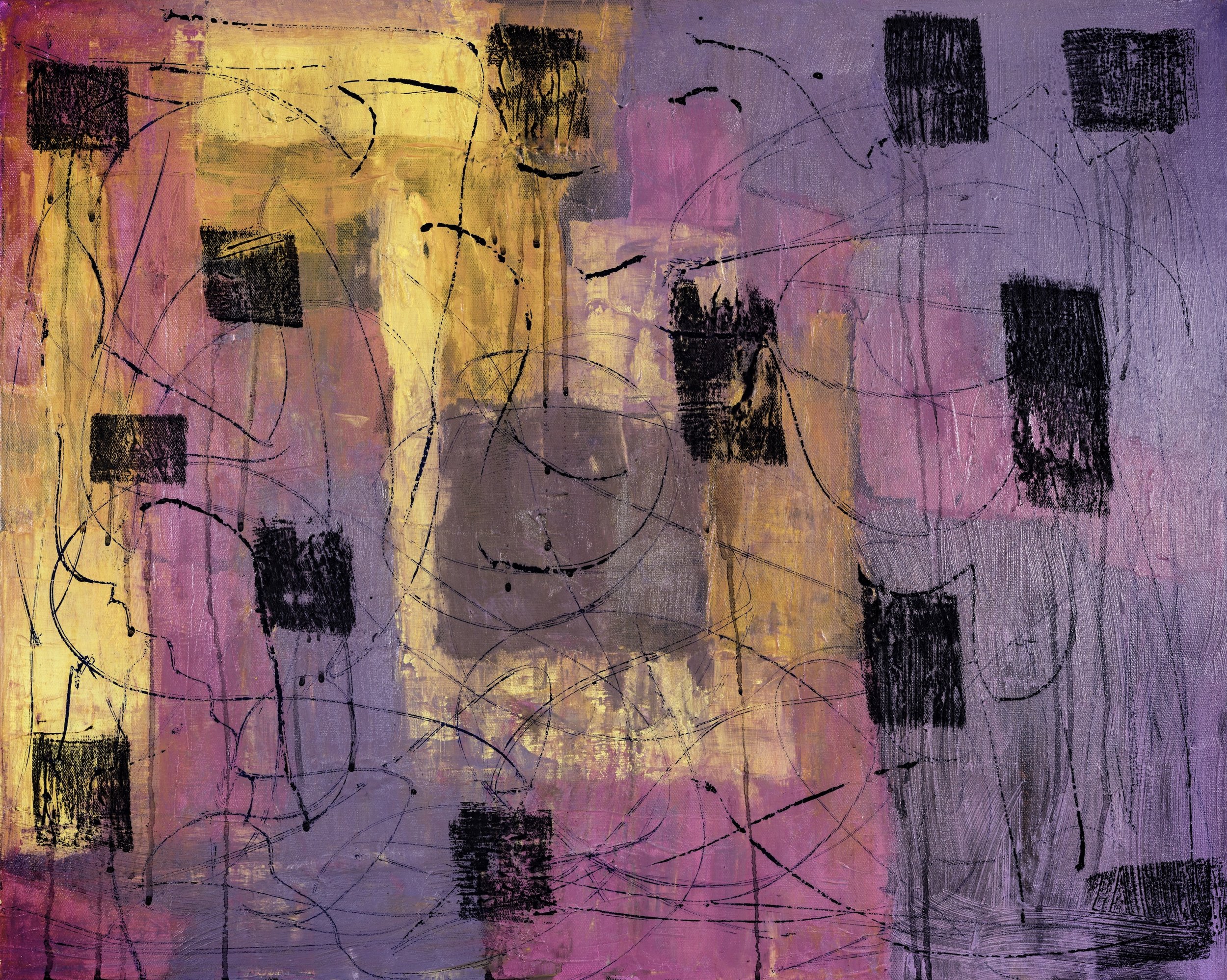 Shape of a Thought /
Oil, Charcoal, India Ink on Canvas /
24 x 30