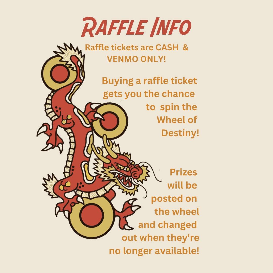 WHEEL OF DESTINY RAFFLE GUIDE 🌟

Those of you who have attended our One Shot Wall Art Show and Raffle are no strandger to our iconic Wheel of Destiny! Here's a refresher for how it works for returning guests, or an introduction if you're a newcomer 