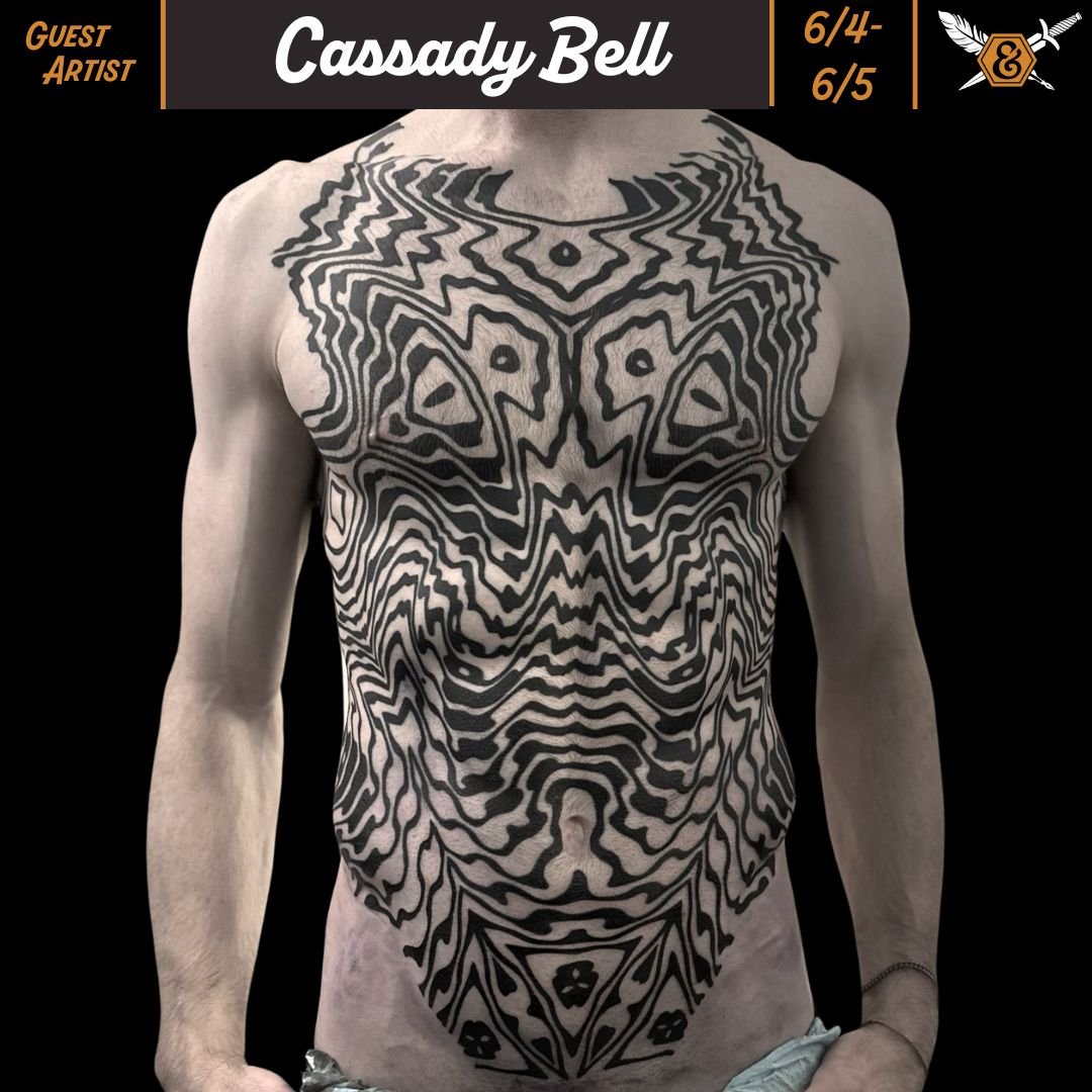 ⚡NEW GUEST INCOMING⚡

Legendary tattooer @cassadybell is doing a guest spot at Ink &amp; Dagger on June 4th and June 5th! ✨

Cassady specializes in abstract blackwork, geometric, and ornamental tattoos. He is highly skilled application of heavy black