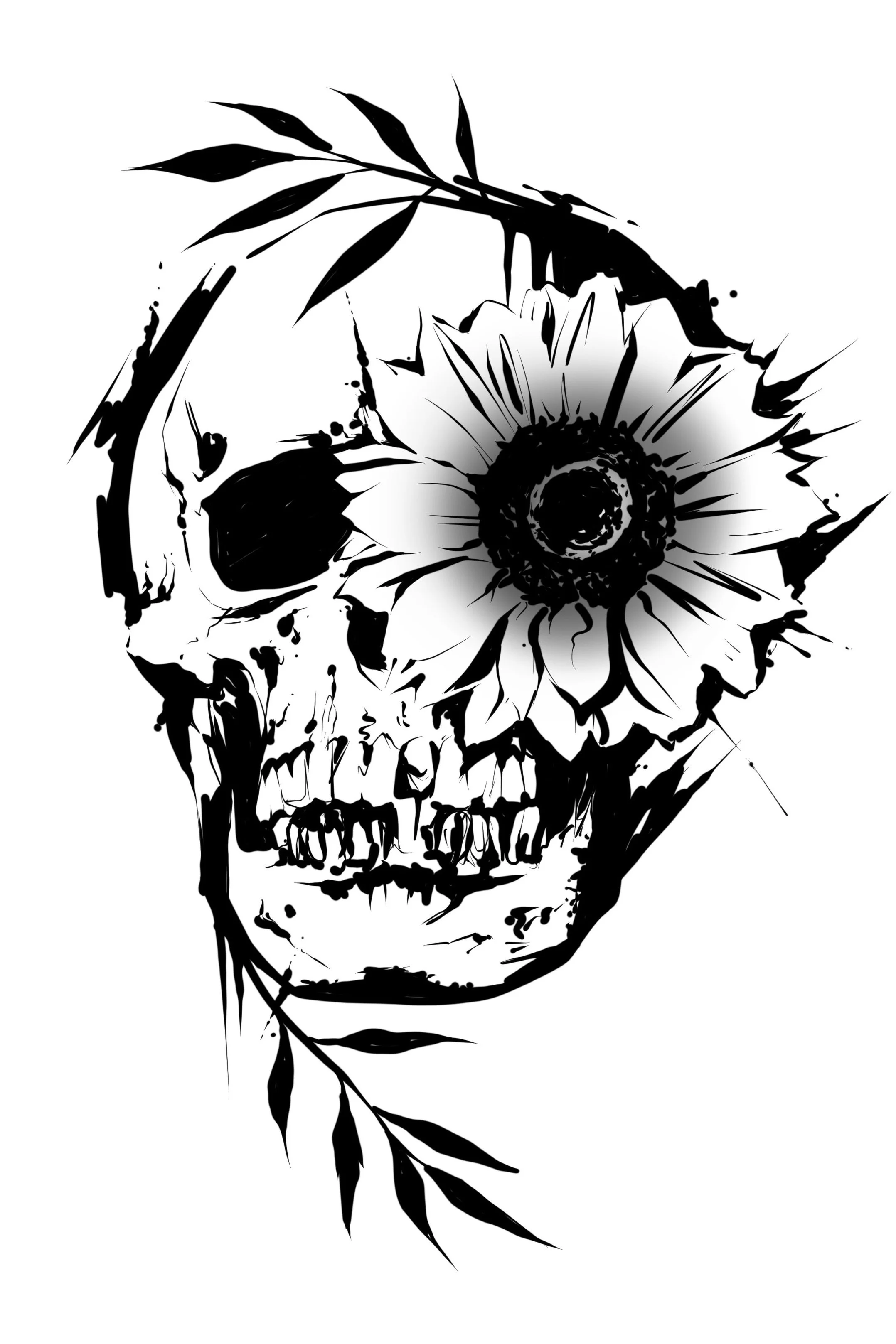 Matt - Floral Skull #2 - $400 - 6in