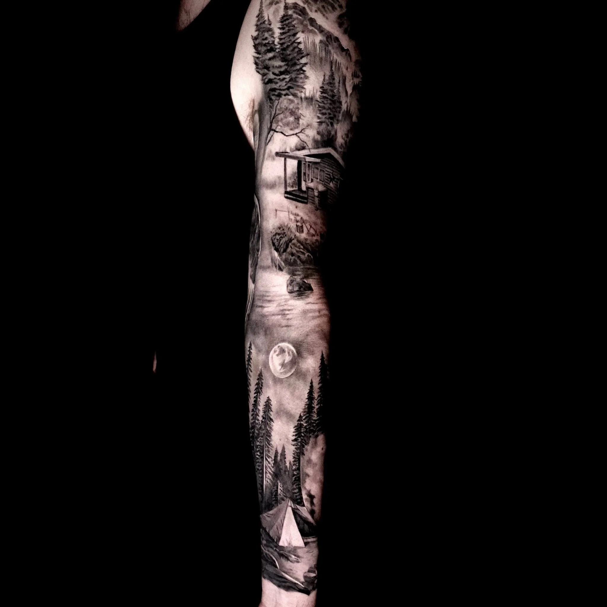 Camping in Nature Sleeve done by @robertbeemantattoos at Ink &amp; Dagger🌲

To book Flash or Custom tattoos with Robert, tap the link in our bio to fill out a booking form or give us a call at 770-692-4245!

 #inkanddaggertattoo #roswell #roswelltat
