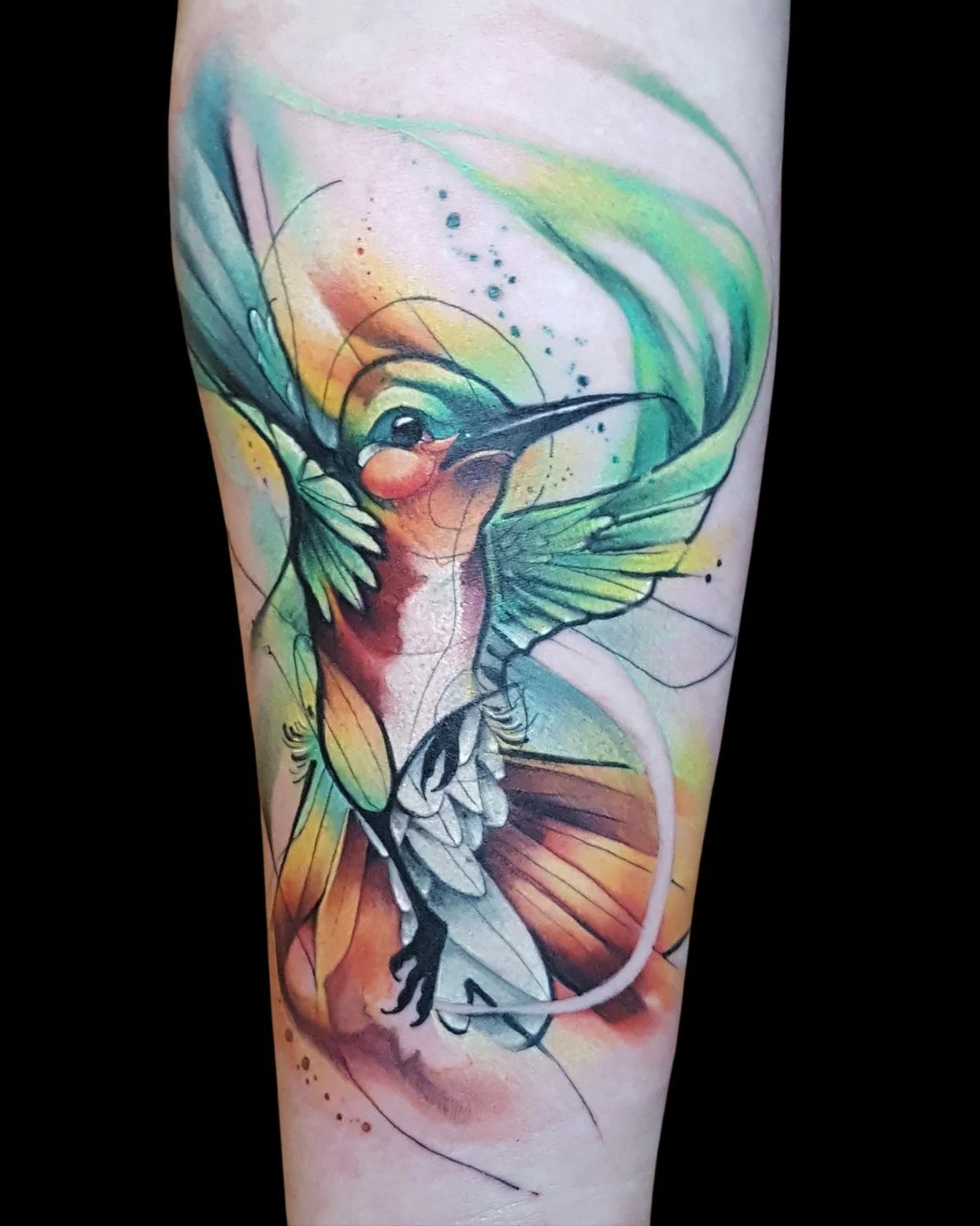 Watercolor Hummingbird done by @thejorell at Ink &amp; Dagger🐦

To book Flash or Custom tattoos with Jorell, tap the link in our bio to fill out a booking form or give us a call at 770-692-4245!

 #inkanddaggertattoo #roswell #roswelltattoo #roswell