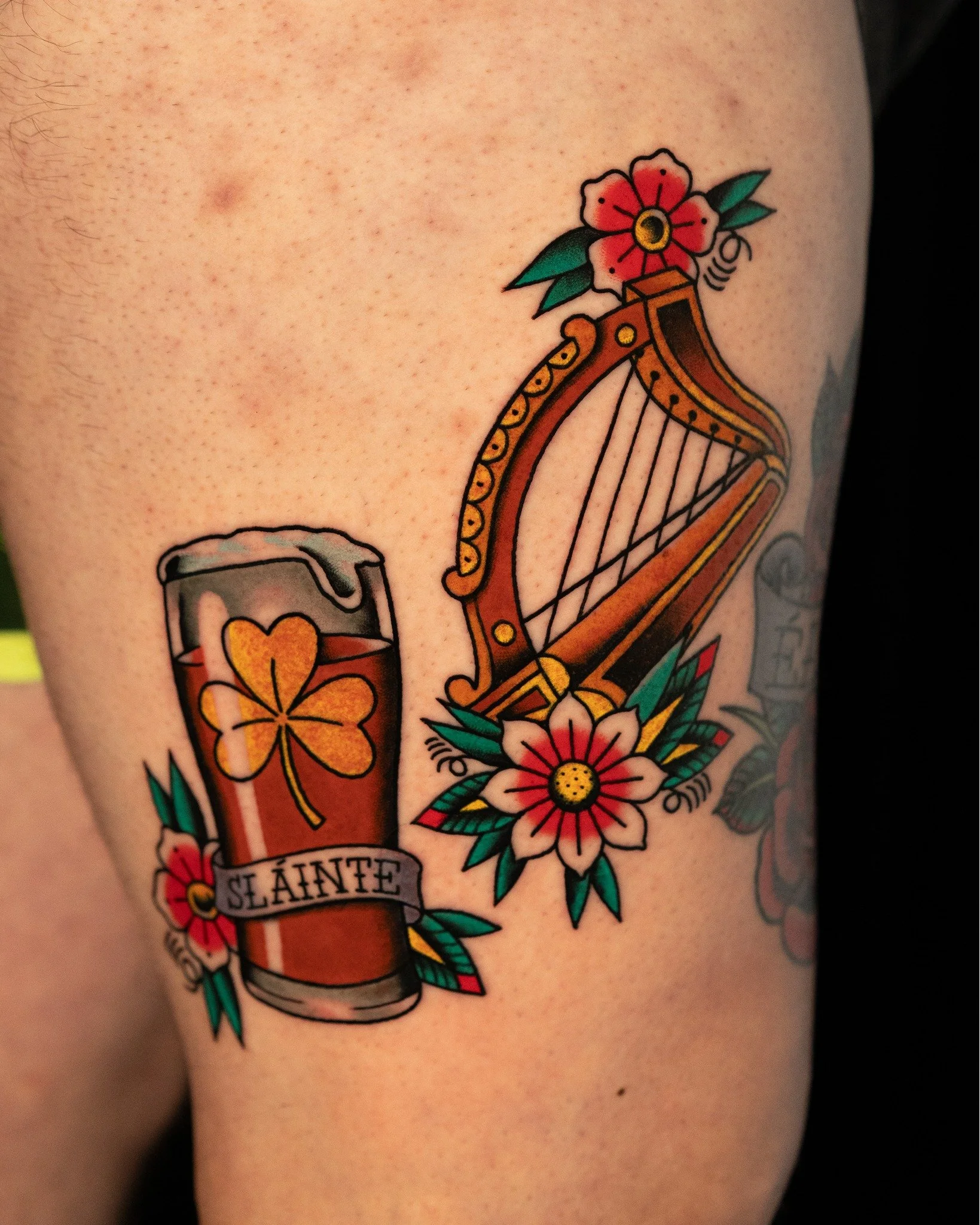 Beer and Harp Tattoo done by @craigbrocktattoo at Ink &amp; Dagger☘

To book Flash or Custom tattoos with Craig, tap the link in our bio to fill out a booking form or give us a call at 770-692-4245!

#inkanddaggertattoo #roswell #roswelltattoo
#roswe