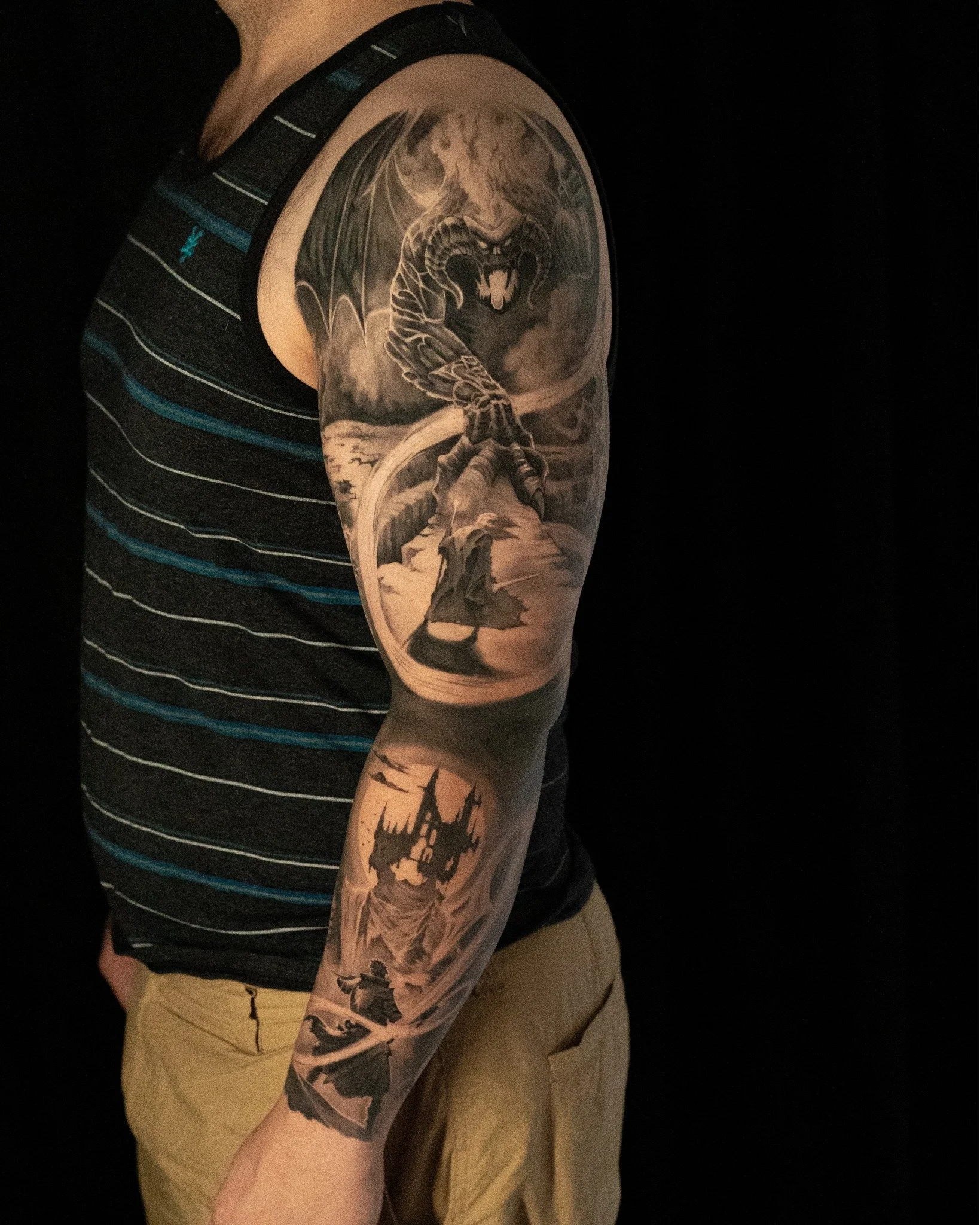 Elden Ring Sleeve done by @robertbeemantattoos at Ink &amp; Dagger🔥

To book Flash or Custom tattoos with Robert, tap the link in our bio to fill out a booking form or give us a call at 770-692-4245!

 #inkanddaggertattoo #roswell #roswelltattoo #ro