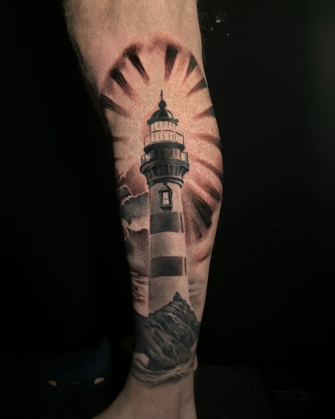 Lighthouse Tattoo done by @deadmess at Ink &amp; Dagger🌊

To book Flash or Custom tattoos with Matt, tap the link in our bio to fill out a booking form or give us a call at 770-692-4245!

 #inkanddaggertattoo #roswell #roswelltattoo #roswelltattoos 