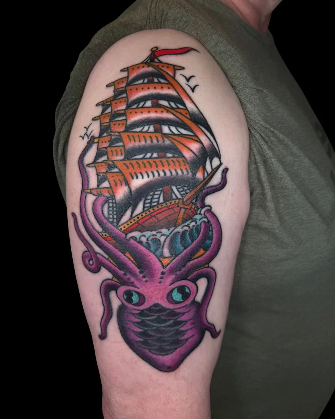 Kraken and Clipper Ship done by @craigbrocktattoo at Ink &amp; Dagger

To book Flash or Custom tattoos with Craig, tap the link in our bio to fill out a booking form or give us a call at 770-692-4245!

 #inkanddaggertattoo #roswell #roswelltattoo #ro