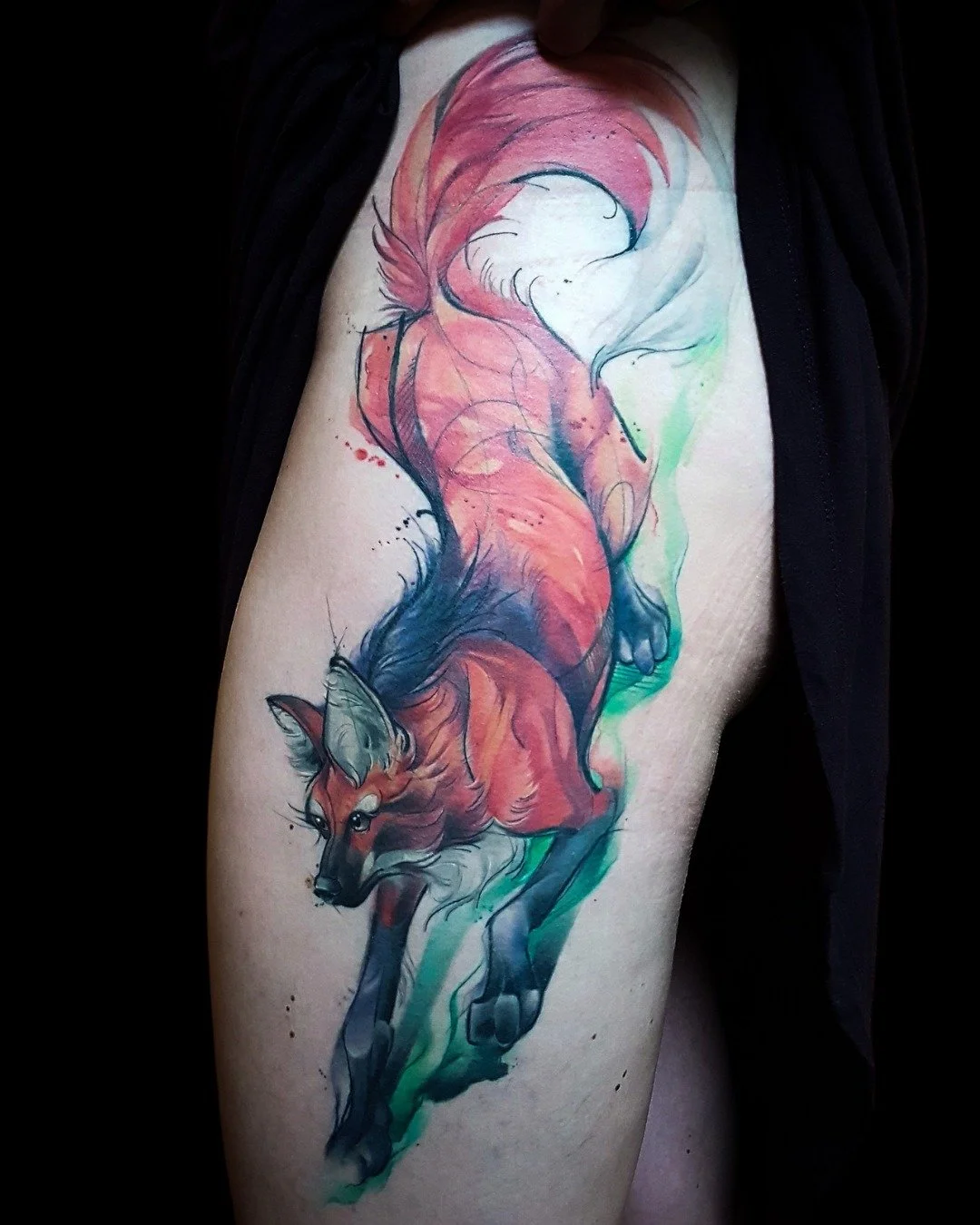 Watercolor Fox done by @thejorell at Ink &amp; Dagger🎨

To book Flash or Custom tattoos with Jorell, tap the link in our bio to fill out a booking form or give us a call at 770-692-4245!

 #inkanddaggertattoo #roswell #roswelltattoo #roswelltattoos 