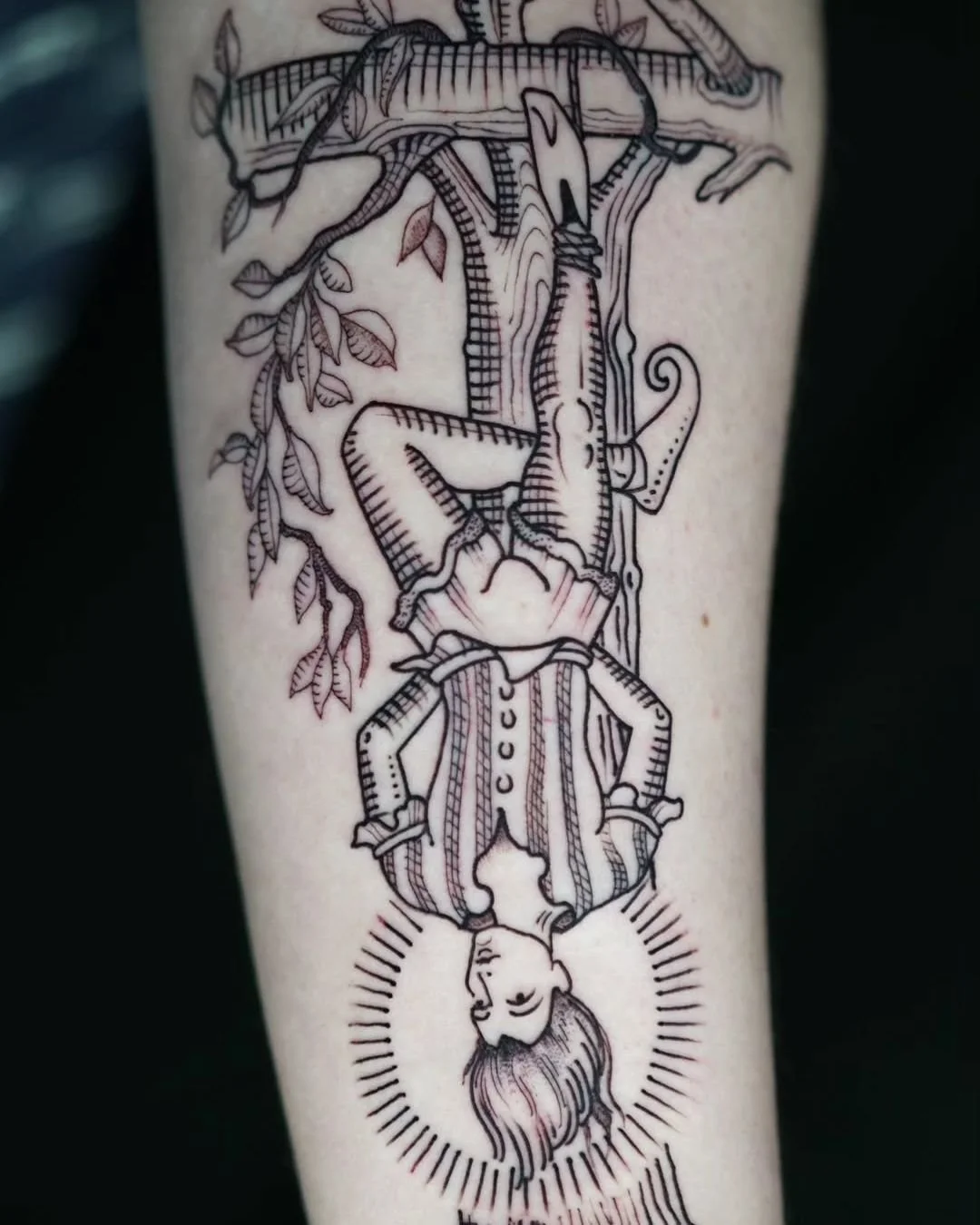 Luis Hinestroza - @luismiguel_ta2 is tattooing at @inkanddaggertattoo give them a follow! - The Hanged Man tarot-inspired design. I love doing tattoos inspired by the major (and minor) arcana!  Thanks to my client for the trust. . . . #atltattooartis