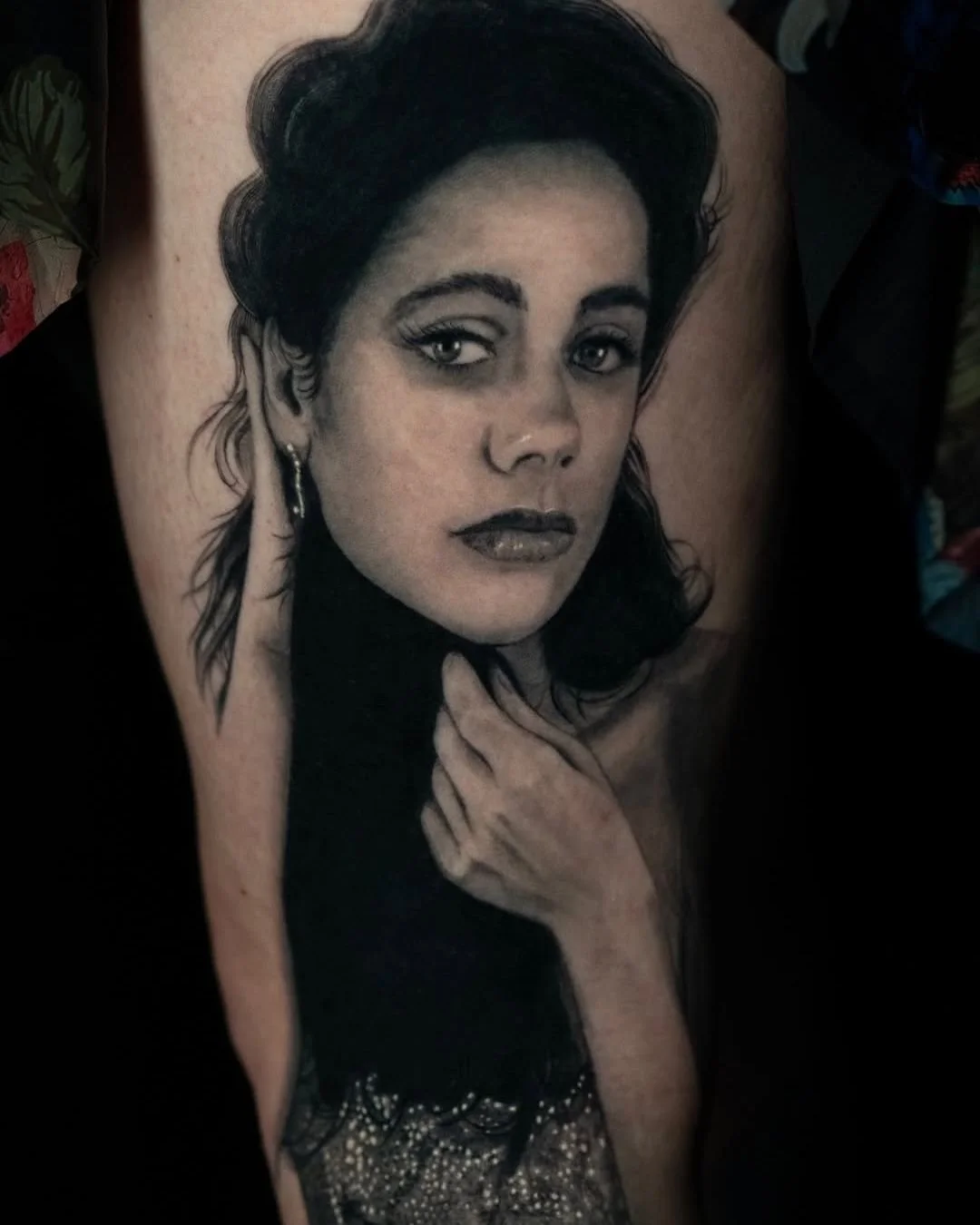 Russ Abbott - @russabbott is tattooing at @inkanddaggertattoo give them a follow! - This healed portrait of PJ Harvey was done for Sarah, who wanted to honor one of the most powerful and uncompromising artists out there. PJ&rsquo;s music and presence