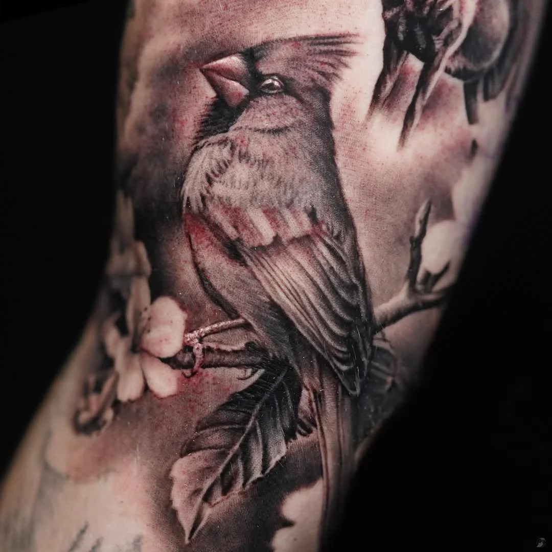 Stani - @mrgingerjaw is tattooing at @inkanddaggertattoo give them a follow! - Cardinal for Drew. Thanks buddy!

 #atltattoo #atlantatattoo #atlantatattooartist #gatattooers #bng #bngink #bngtattoo #thebesttattooartists #realistictattoo #bestofatl