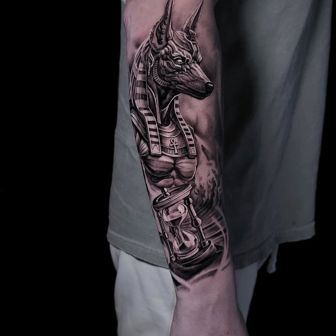 Robert Beeman - @robertbeemantattoos is tattooing at @inkanddaggertattoo give them a follow! - First session done on this Anubis piece! Healed photos to come soon.  For booking please follow the link in my bio!  Done @inkanddaggertattoo  #anubis #anu