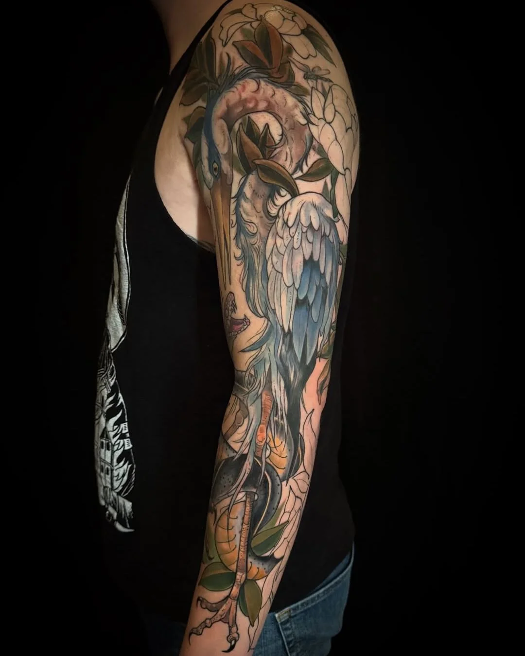 Mel Perlman - @mizmeltattoos is tattooing at @inkanddaggertattoo give them a follow! - In-progress sleeve on Zach  I&rsquo;m genuinely thrilled to be working on this one&mdash;more to come soon. Huge thank you for the patience and trust&mdash;this is