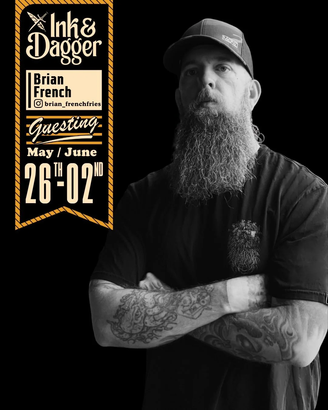 🚨 GUEST ARTIST ALERT 🚨

We&rsquo;re excited to have @brian_frenchfries in the shop for a limited time, 5/26 &ndash; 6/2. This is your chance to get tattooed by him while he&rsquo;s in town, so don&rsquo;t miss out on it! 

Tap the link in our bio t