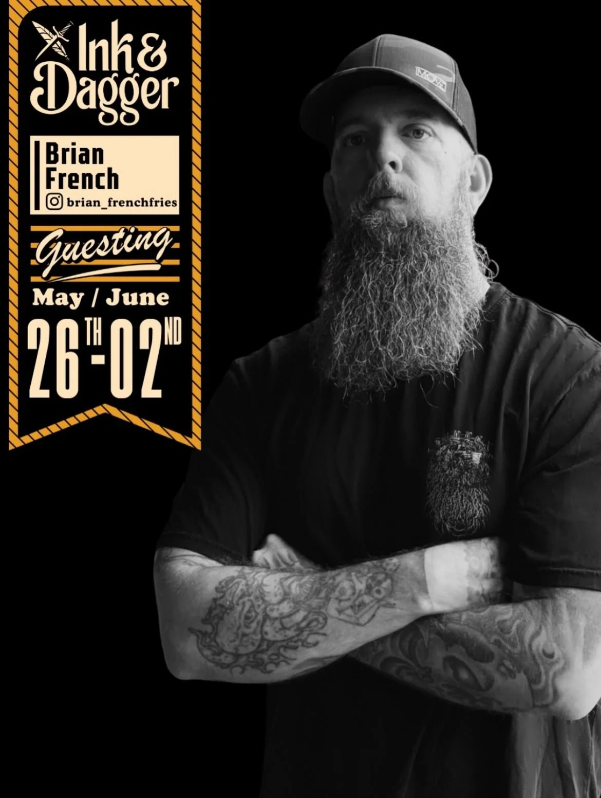 Guest Artist Alert 🚨

Brian French (@brian_frenchfries) is pulling up to Ink &amp; Dagger May 26 &ndash; June 2 with bold color, insane detail, and versatility that speaks for itself. From vibrant landscapes to lifelike portraits, this is your chanc