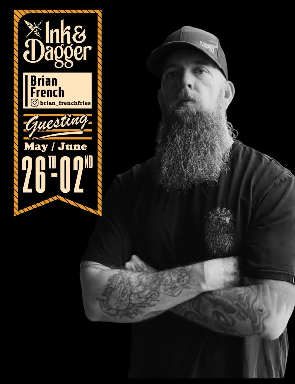 Guest Artist Alert ⚡️

We&rsquo;re excited to welcome @brian_frenchfries to Ink &amp; Dagger from May 26 &ndash; June 2. Brian brings bold imagery, strong composition, and a style that hits hard in all the right ways. If you&rsquo;re looking for some