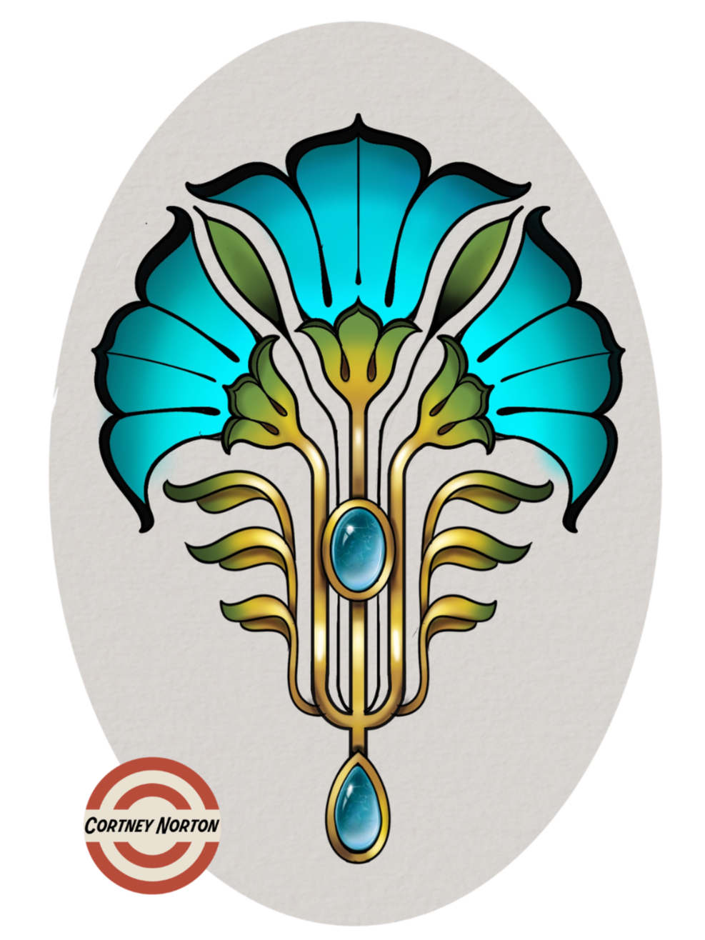 Cortney Norton - Nouveau Blue Flowers - 4" - $300