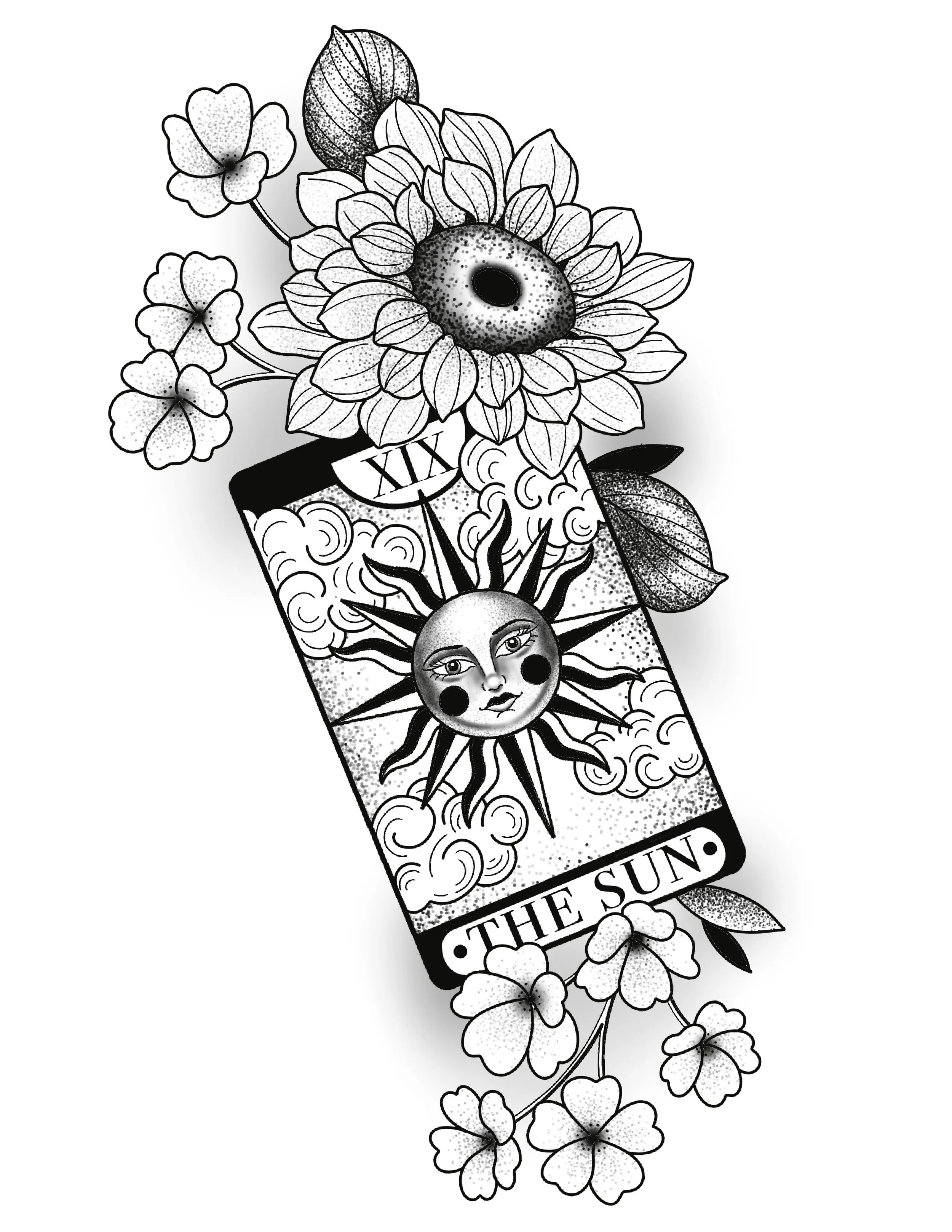 Amber - Blackwork Sun - $1000 - 10in