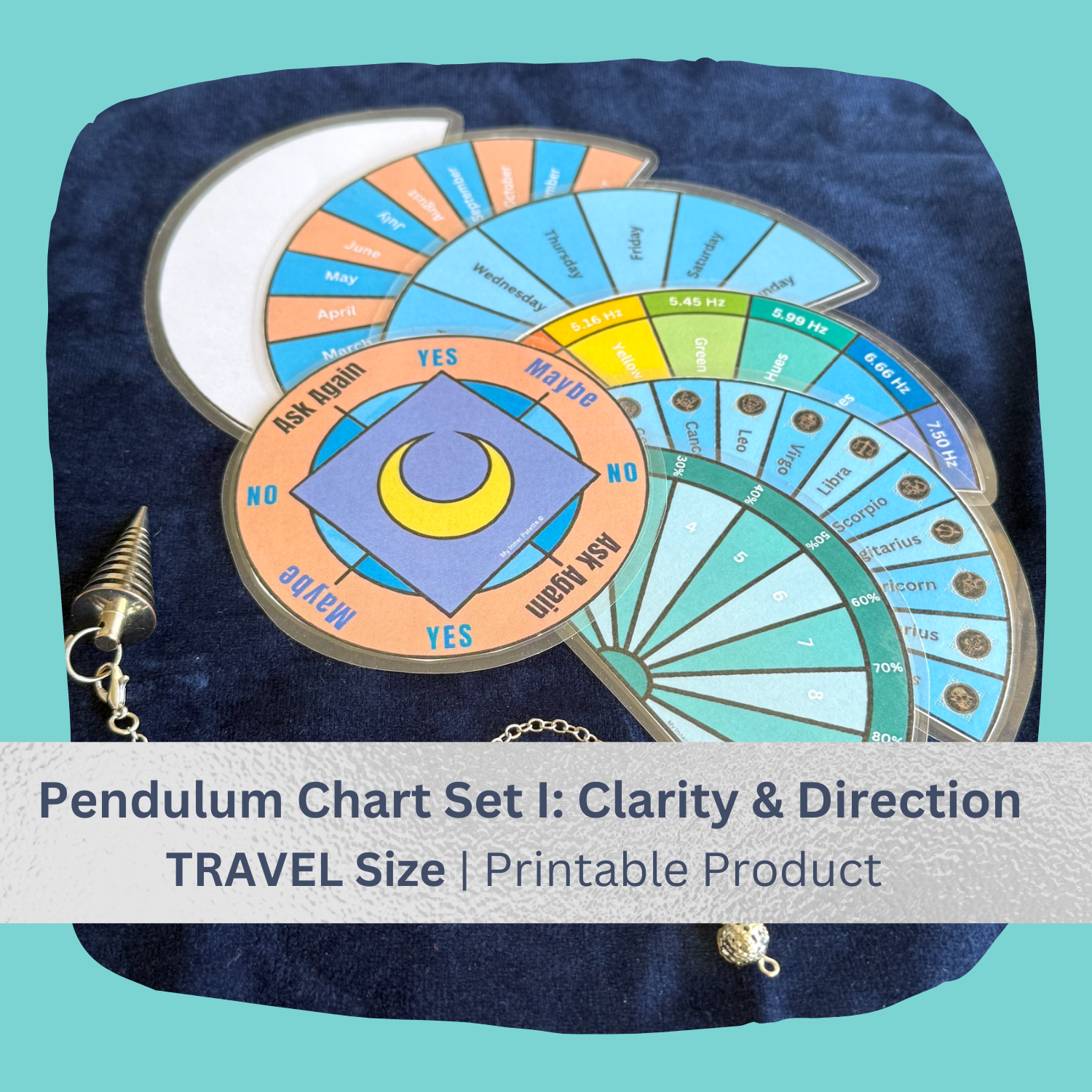 TRAVEL SIZE Pendulum Reading Chart Set I – Printable Download