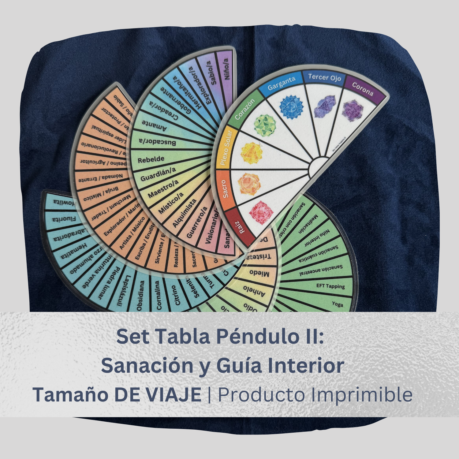 Tamaño DE VIAJE – Set de tablas de lectura con péndulo II – Descarga imprimible