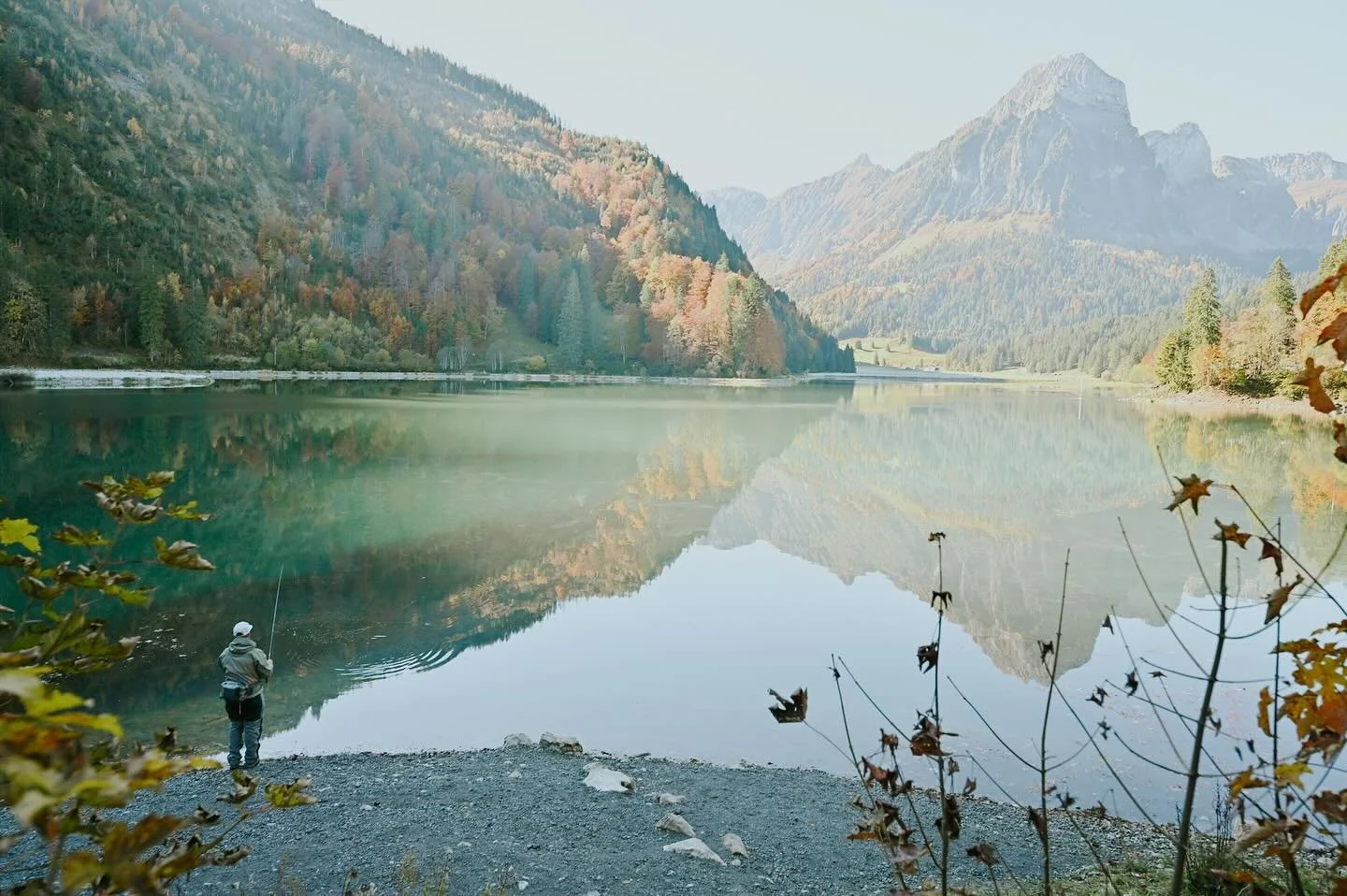 Soft Mornings - October mornings in the North: As the soft light touches the earth in the morning , nature awakens. The morning silence signifies serene and tranquility . As one looks out to the mountain lake, the untouched water creates nature&rsquo