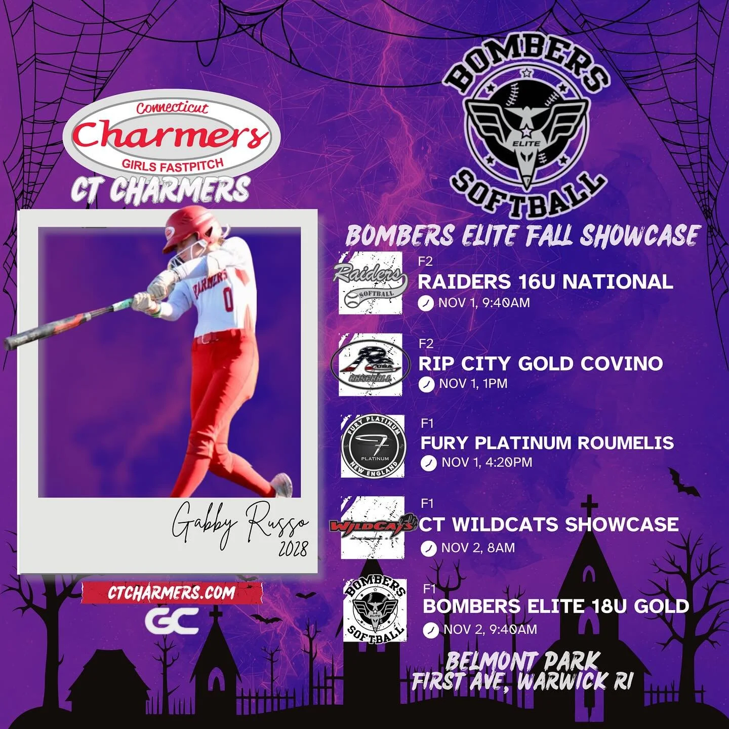 Charmers 16u Gold is excited to close out the fall with our friends Bombers Elite Softball at their fall showcase event in Warwick RI!