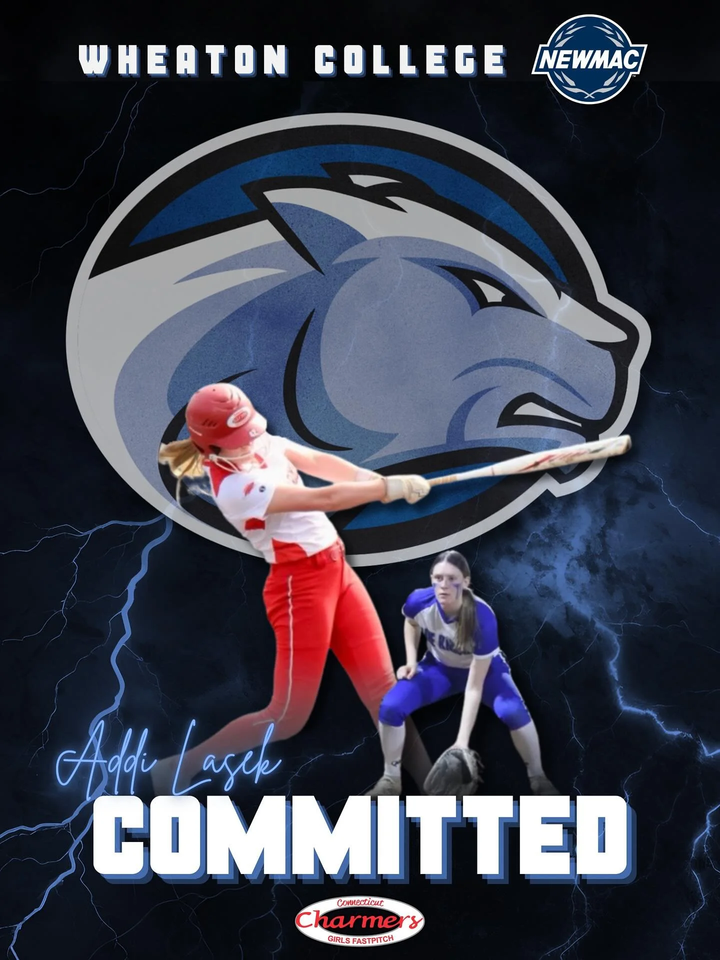 The Connecticut Charmers are proud to announce that Addi Lasek has committed to play DIII softball at Wheaton College. Go Lions!