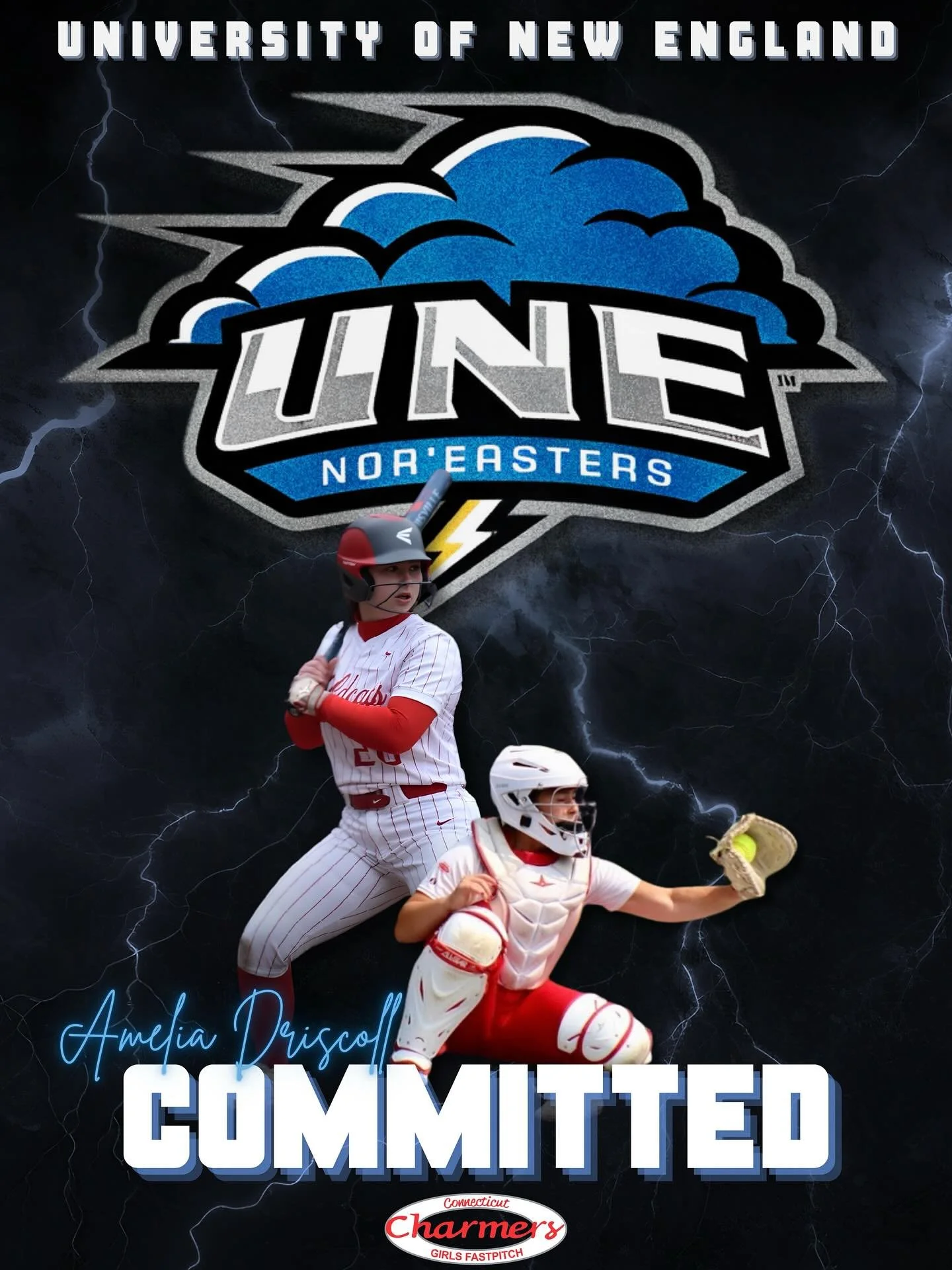 The Connecticut Charmers are proud to announce that Amelia Driscoll has committed to play DIII softball at University of New England. Go Nor&rsquo;Easters!
