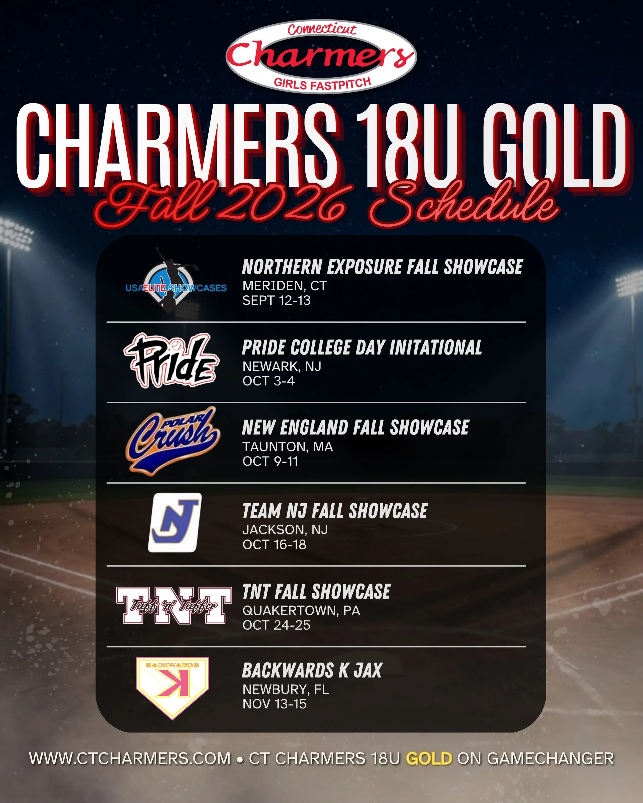 Fall schedule drop for 18u and 16u Gold 🥎🍂