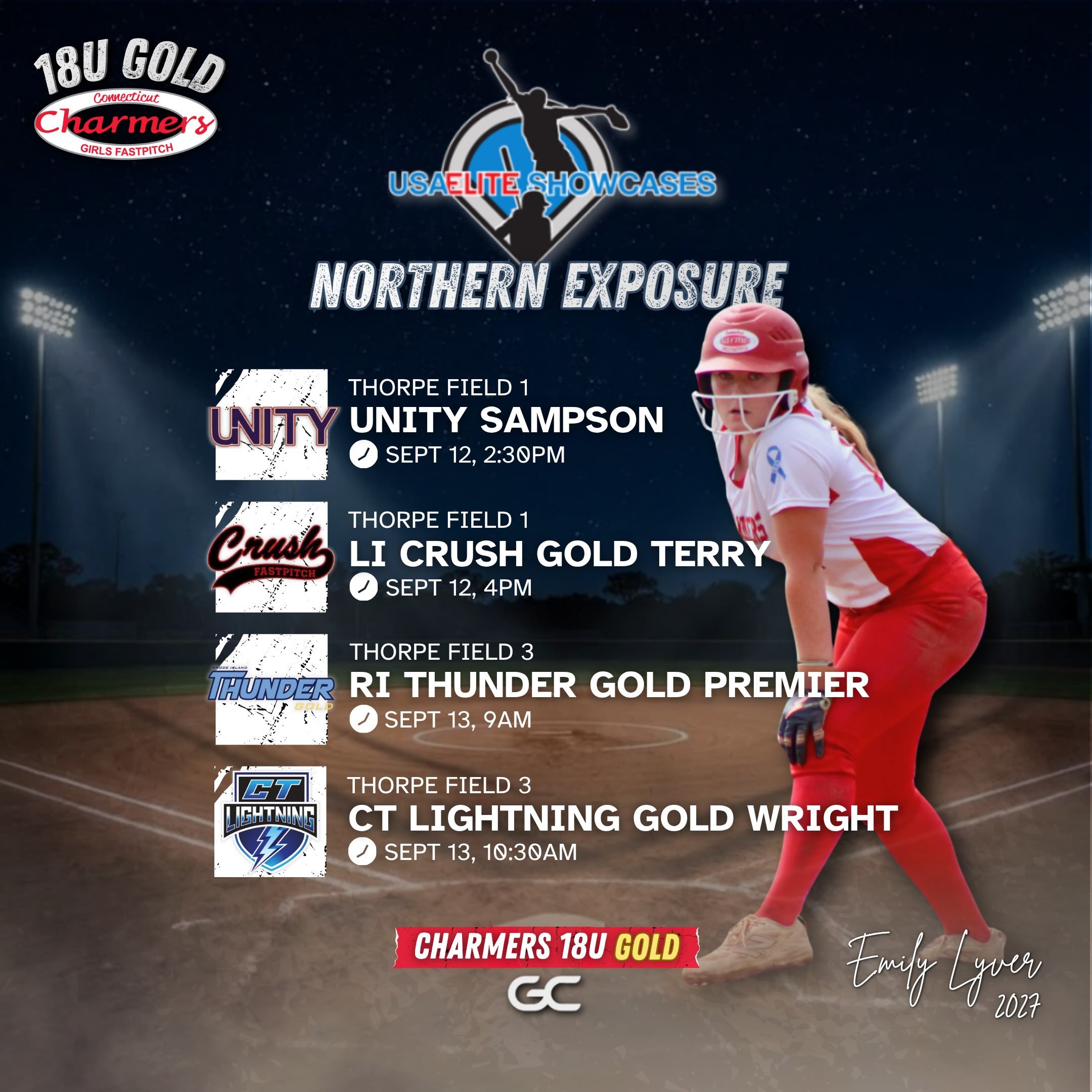 The CT Charmers are back for the fall season next weekend at the Northern Exposure Fall Showcase in Connecticut. 5 teams are playing across 3 parks, with almost everyone playing up a level. 

Fall rosters have also been updated on the Charmers websit