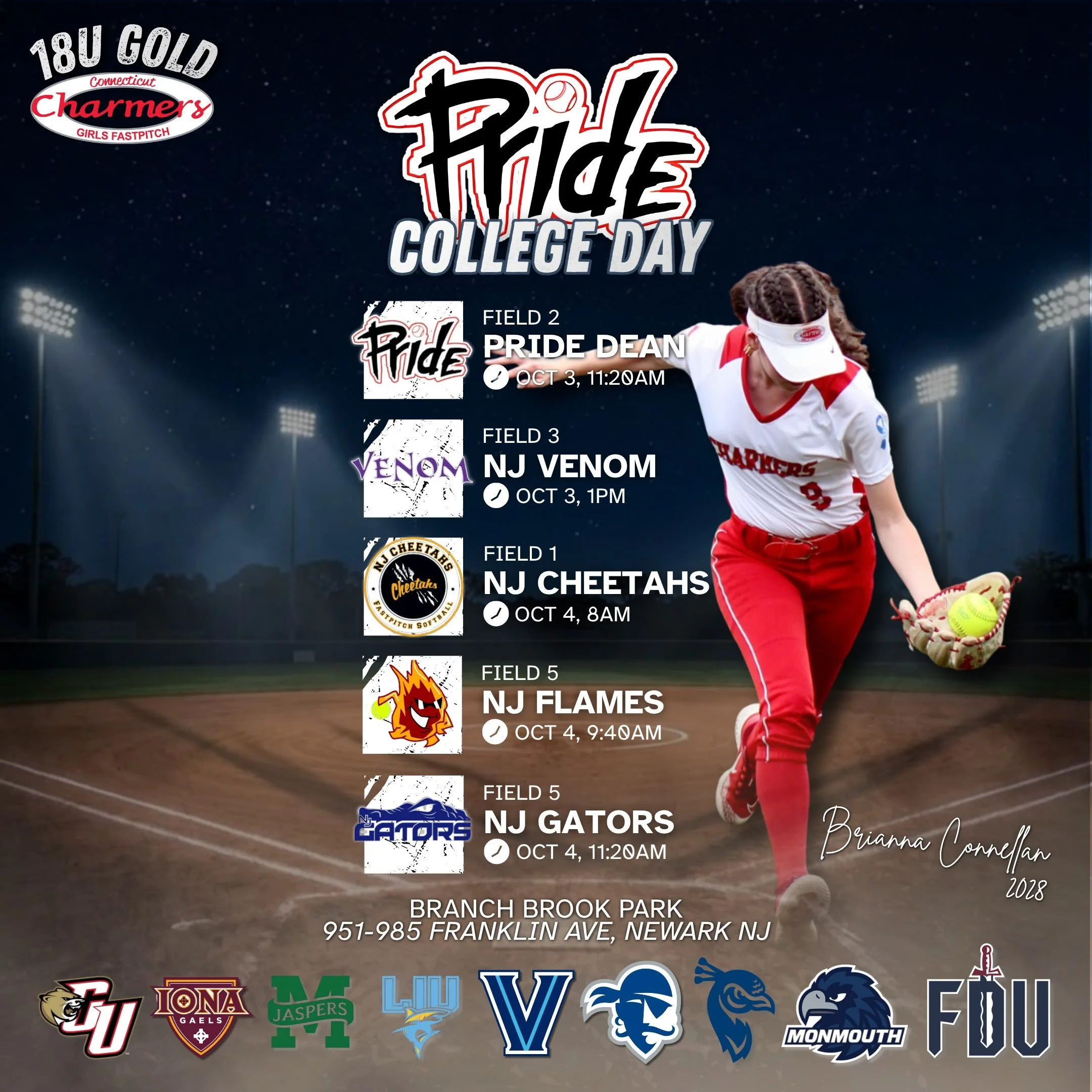 Excited for the Pride College Day Invitational next weekend at Branch Brook Park in Newark, NJ. Always a great event, looking forward to seeing some college teams and former Charmers in action 🔥🍂