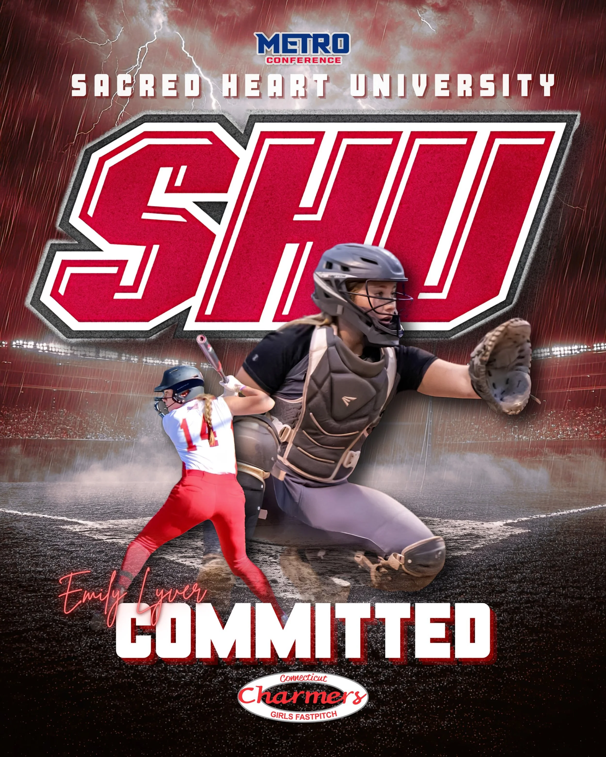 The Connecticut Charmers are proud to announce Emily Lyver has committed to play DI softball at Sacred Heart University in Fairfield, CT. 

So exited for you Em, go Pios! &hearts;️🔥