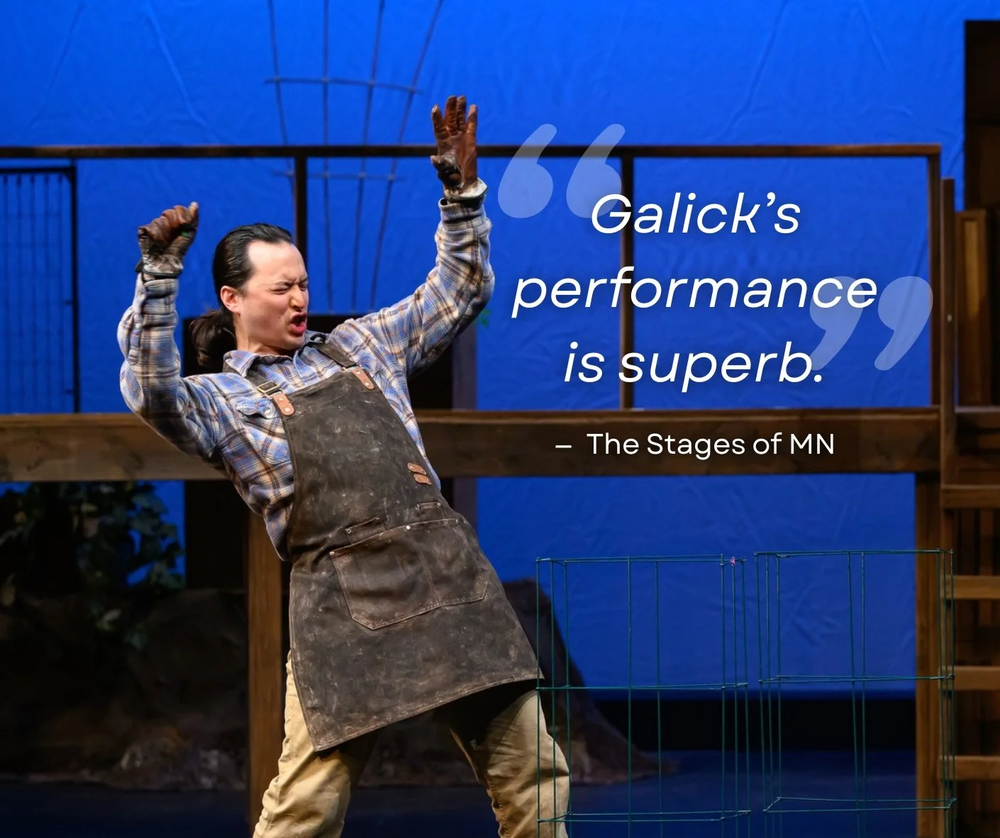 Alex Galick in Theater Mu's "50 Boxes of Earth"