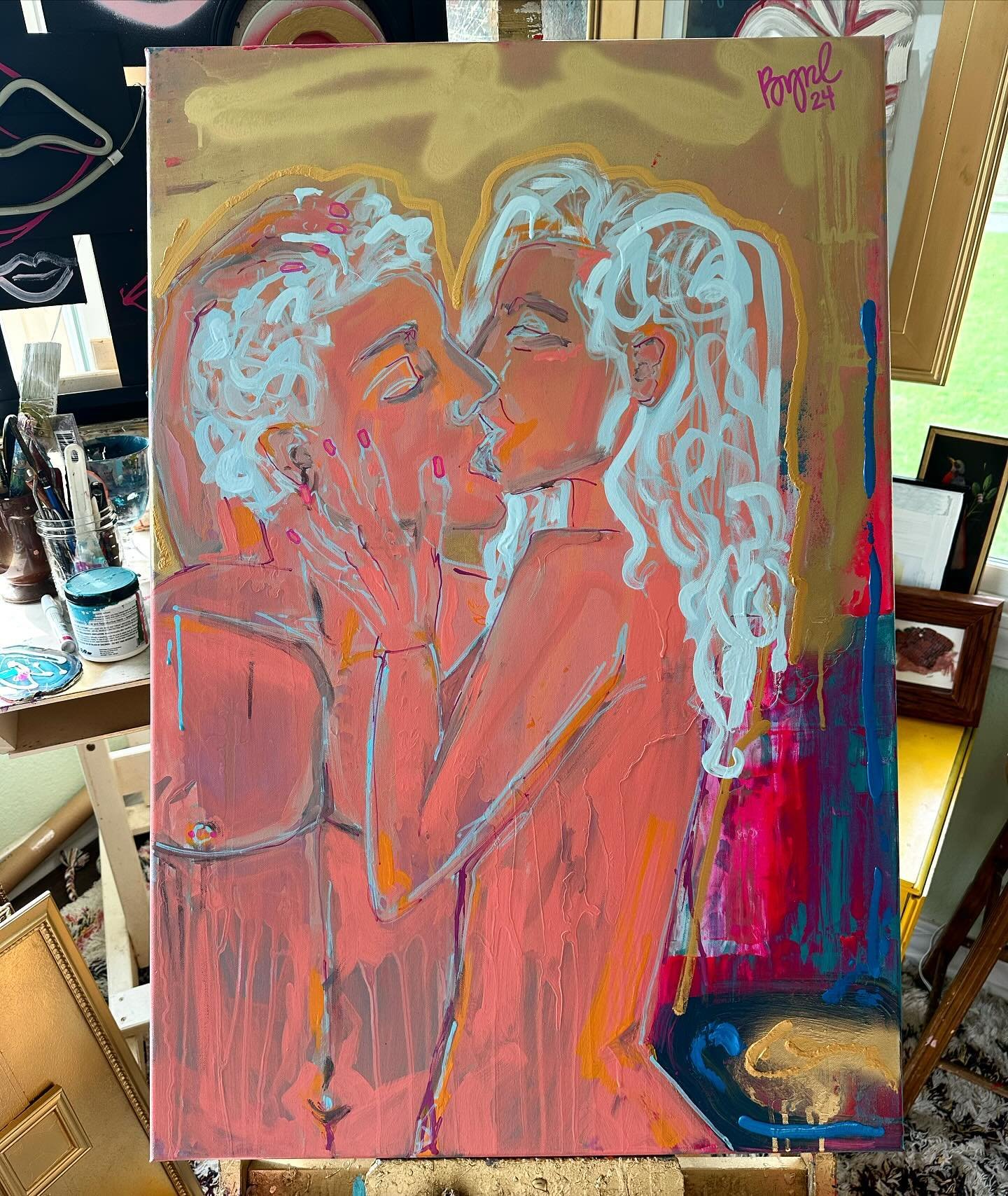 &ldquo;coconut&rdquo; after &lsquo;the kiss&rsquo; by malcolm leipke &mdash; FOR SALE 

24&rdquo;x36&rdquo; - $300