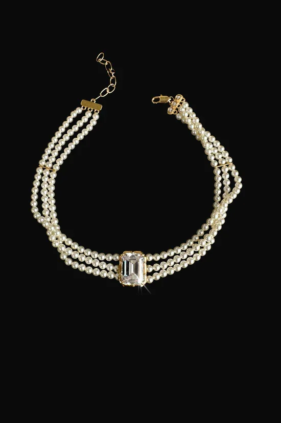 VIVI EMERALD CUT PEARL CHOKER