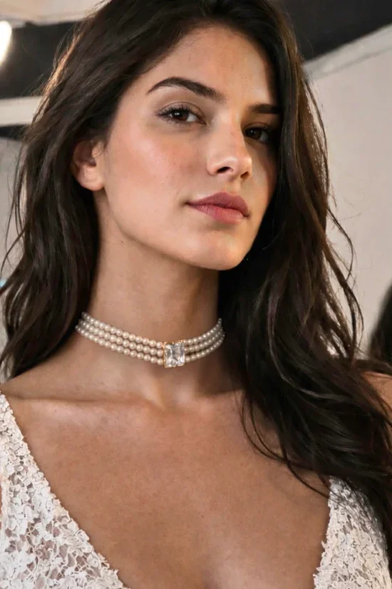 VIVI EMERALD CUT PEARL CHOKER