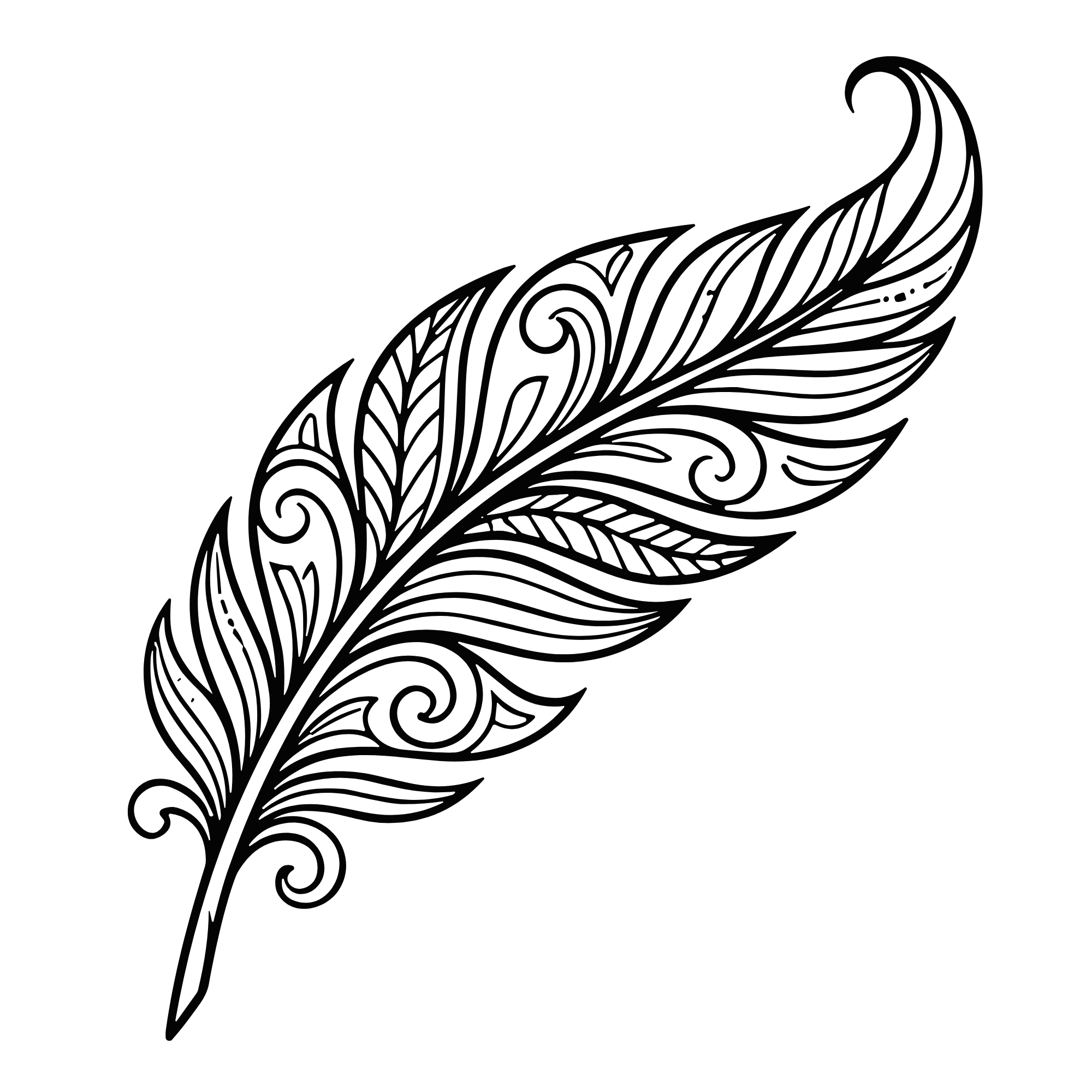 A black silhouette of a nine-tailed fox with intricate swirling patterns in its tail.