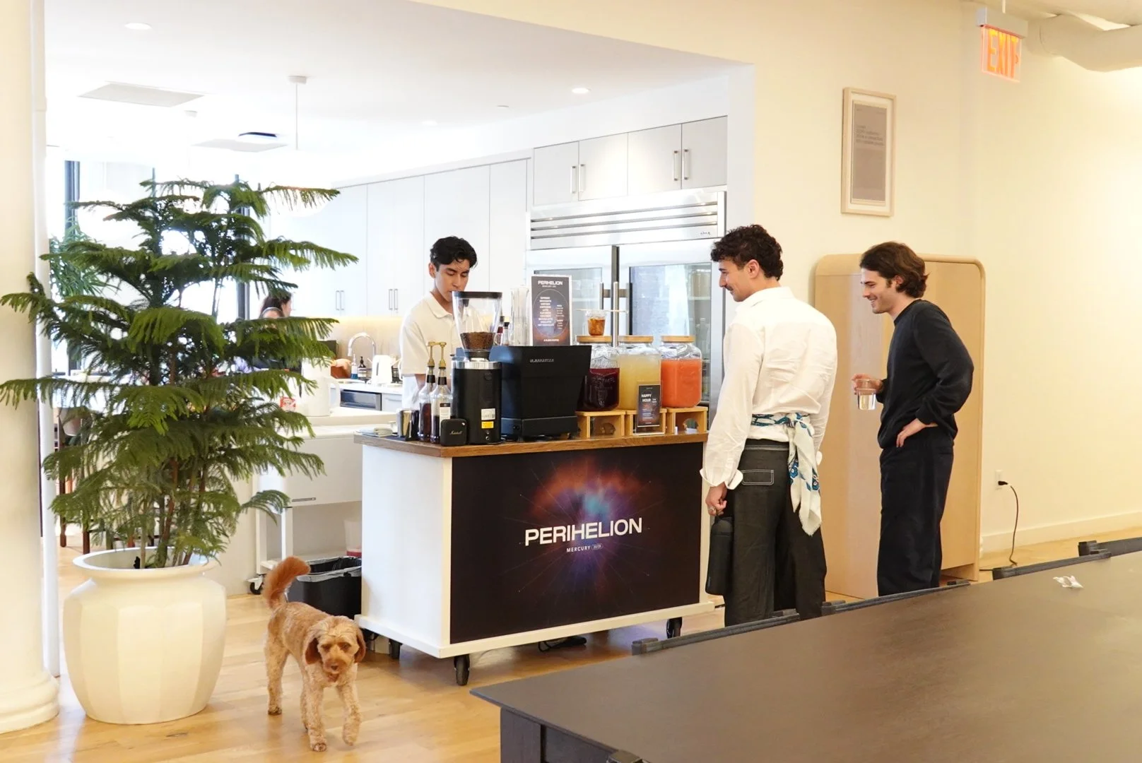 guests waiting for our mobile barista to make their latte in the a place coffee cart