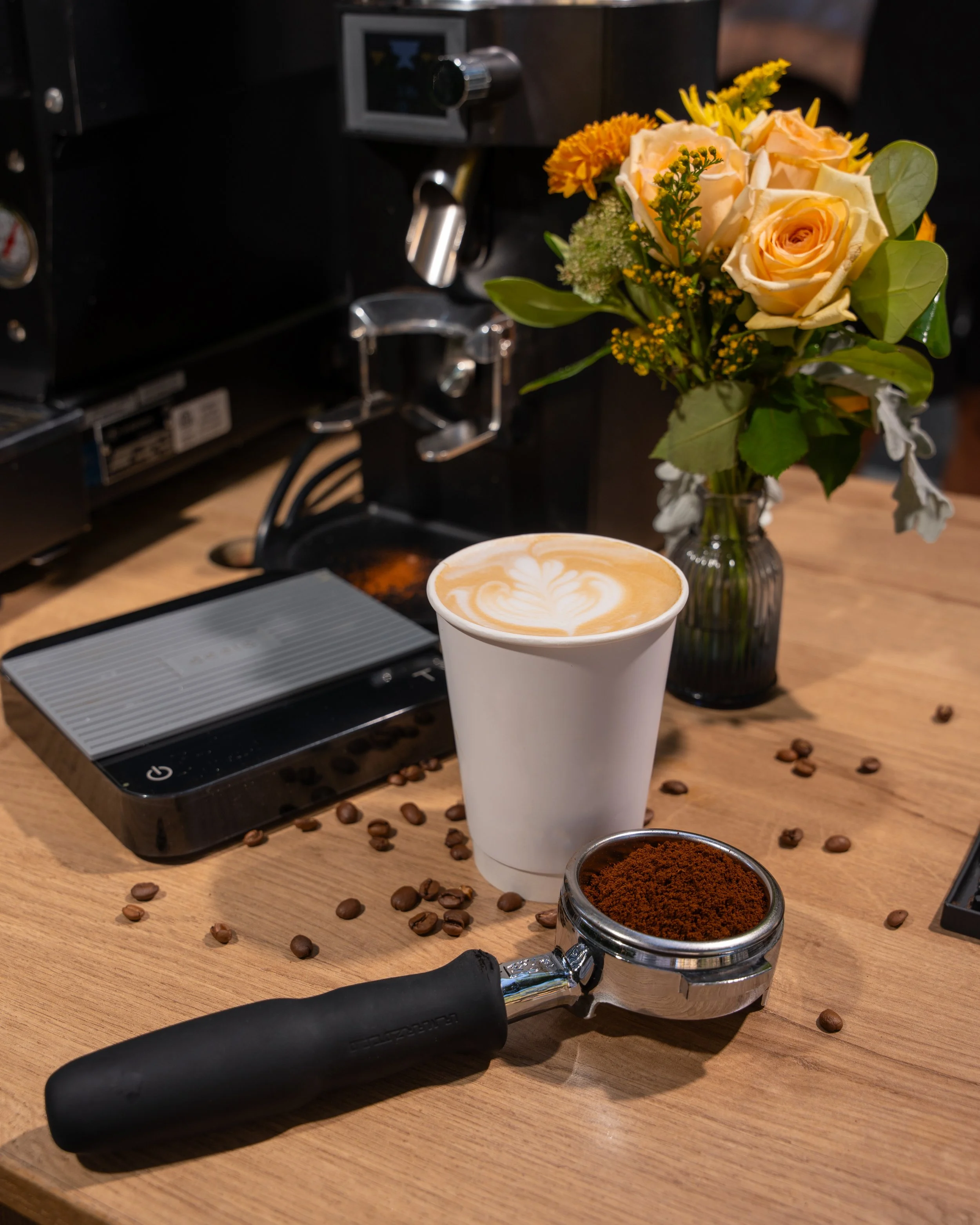 photoshoot of one of our best lattes made during our photo session of our coffee cart NYC services